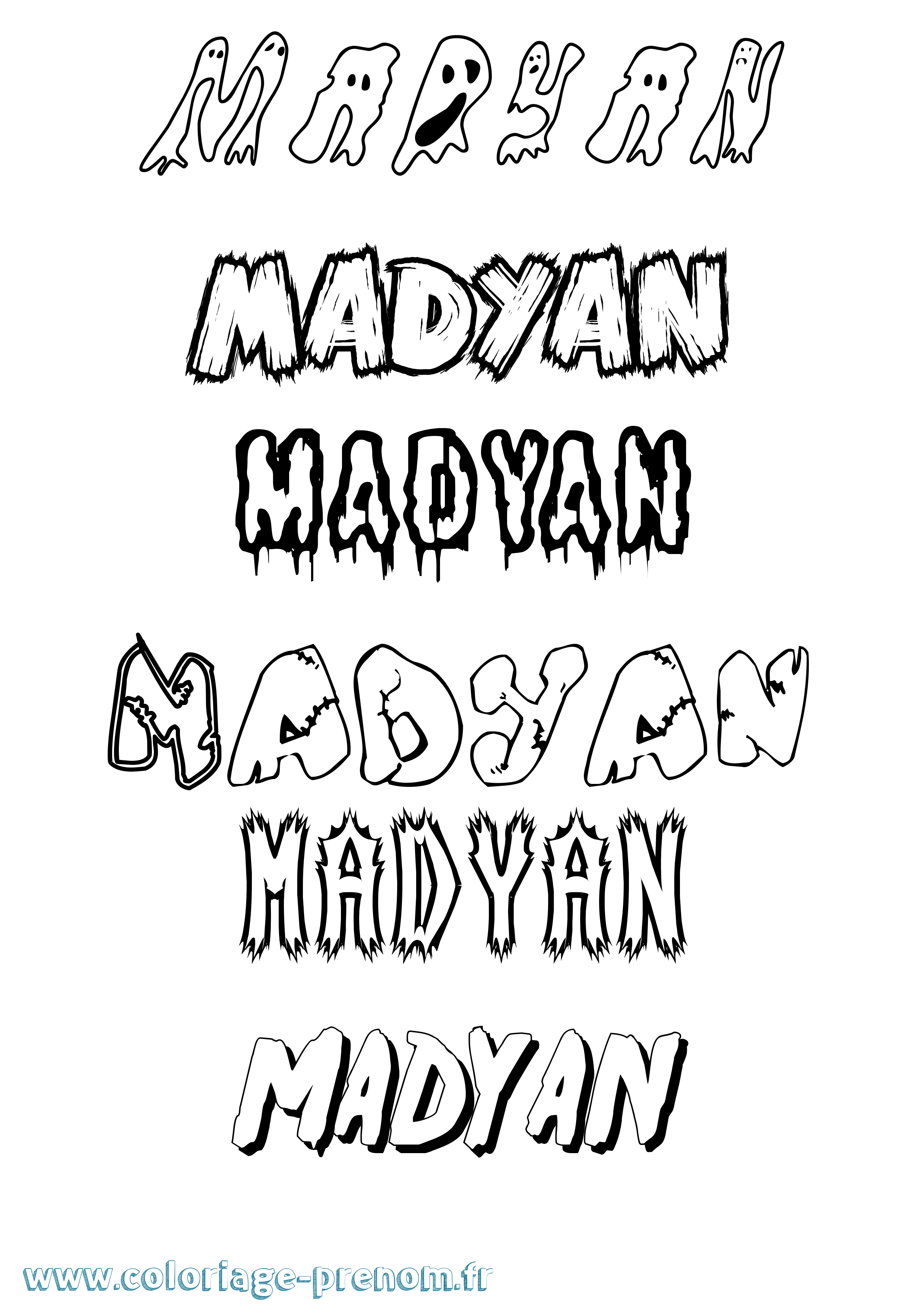 Coloriage prénom Madyan Frisson