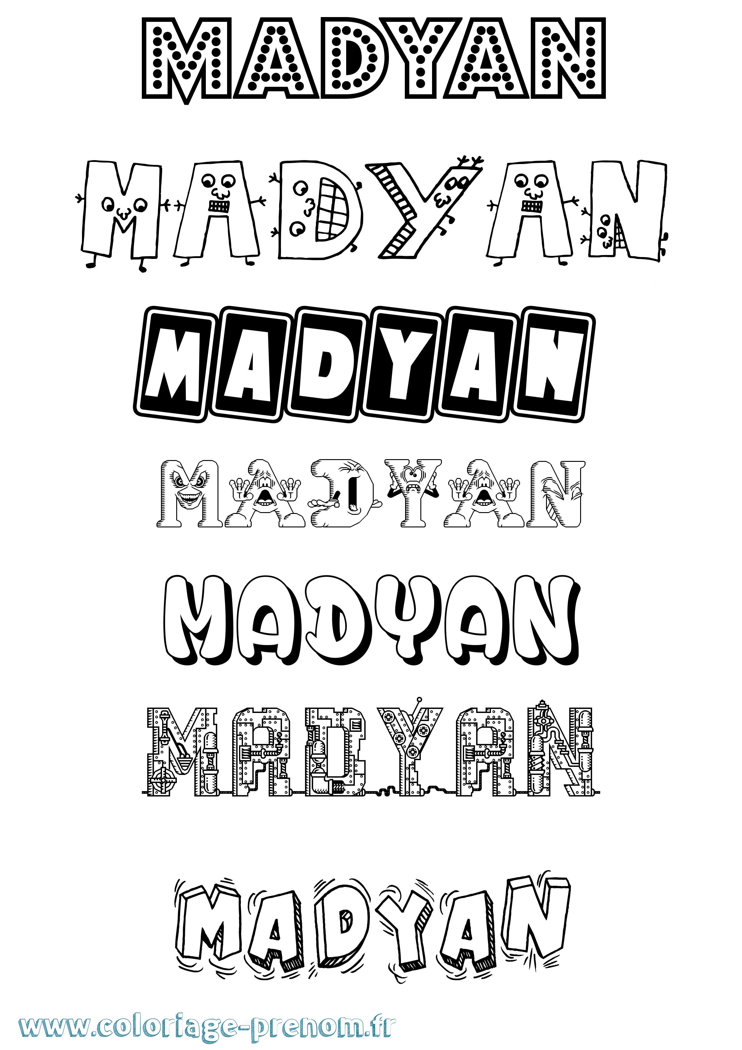 Coloriage Madyan Fun Coloriage prénom Madyan Fun