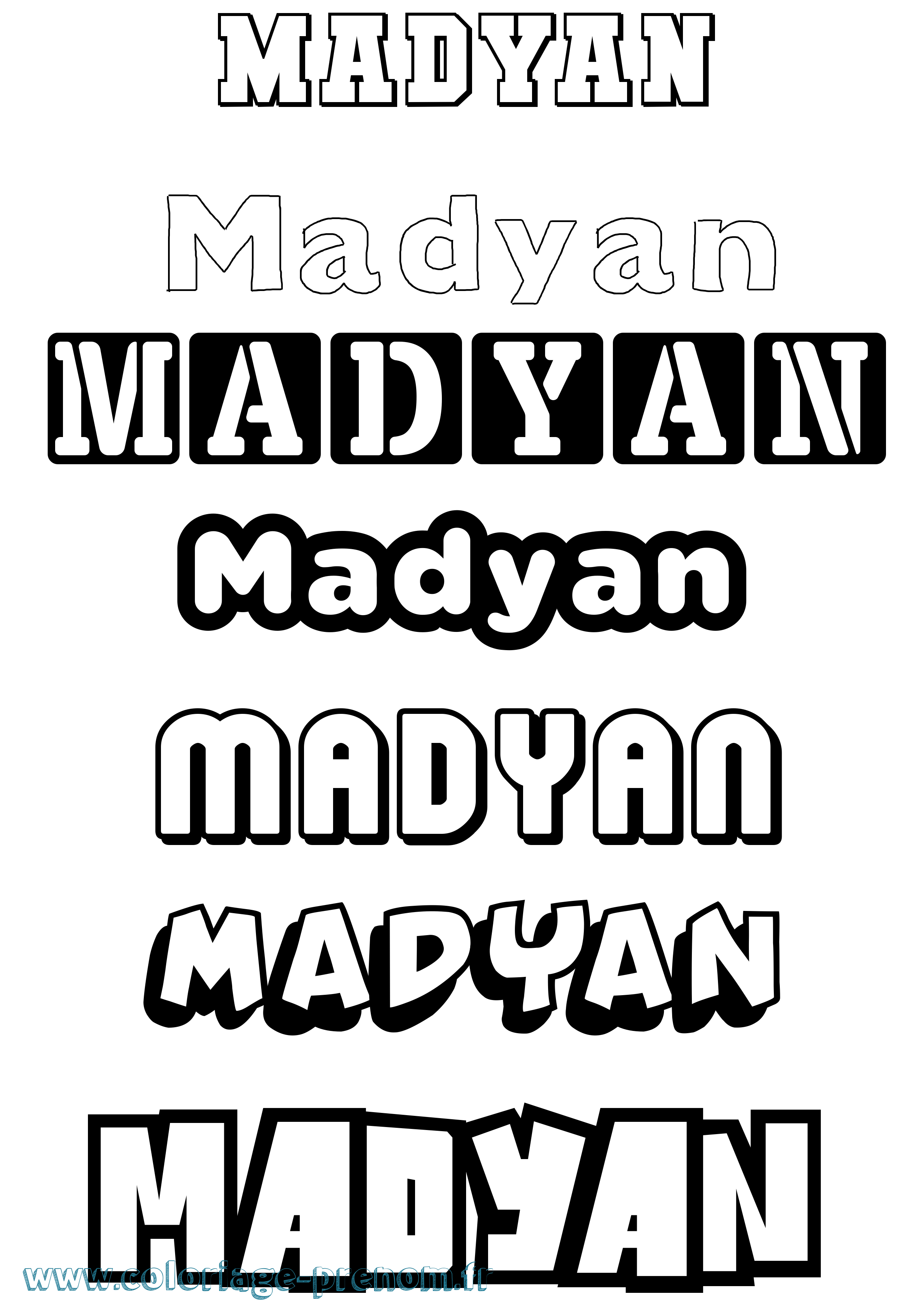 Coloriage Madyan Simple Coloriage prénom Madyan Simple