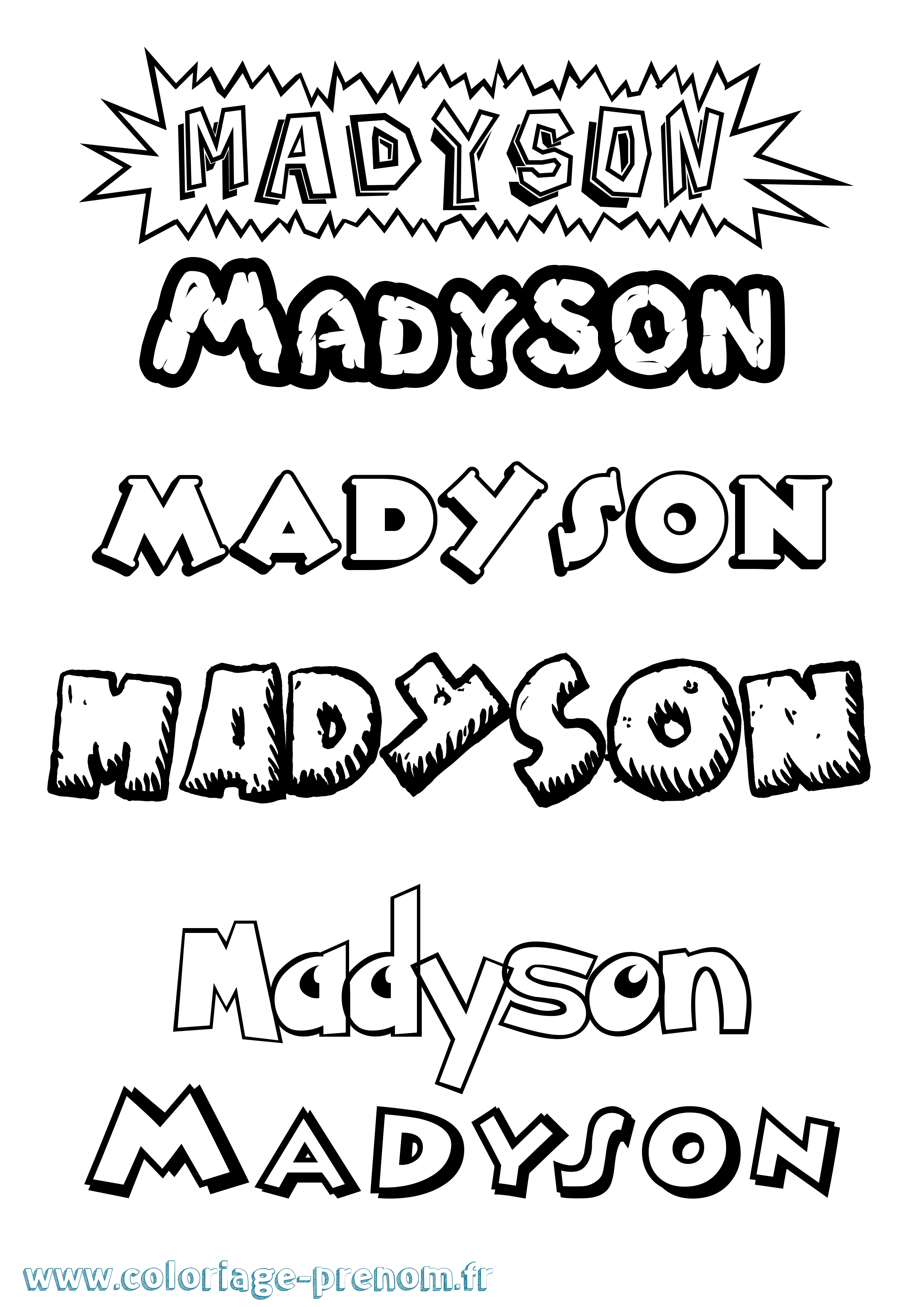 Coloriage prénom Madyson Dessin Animé