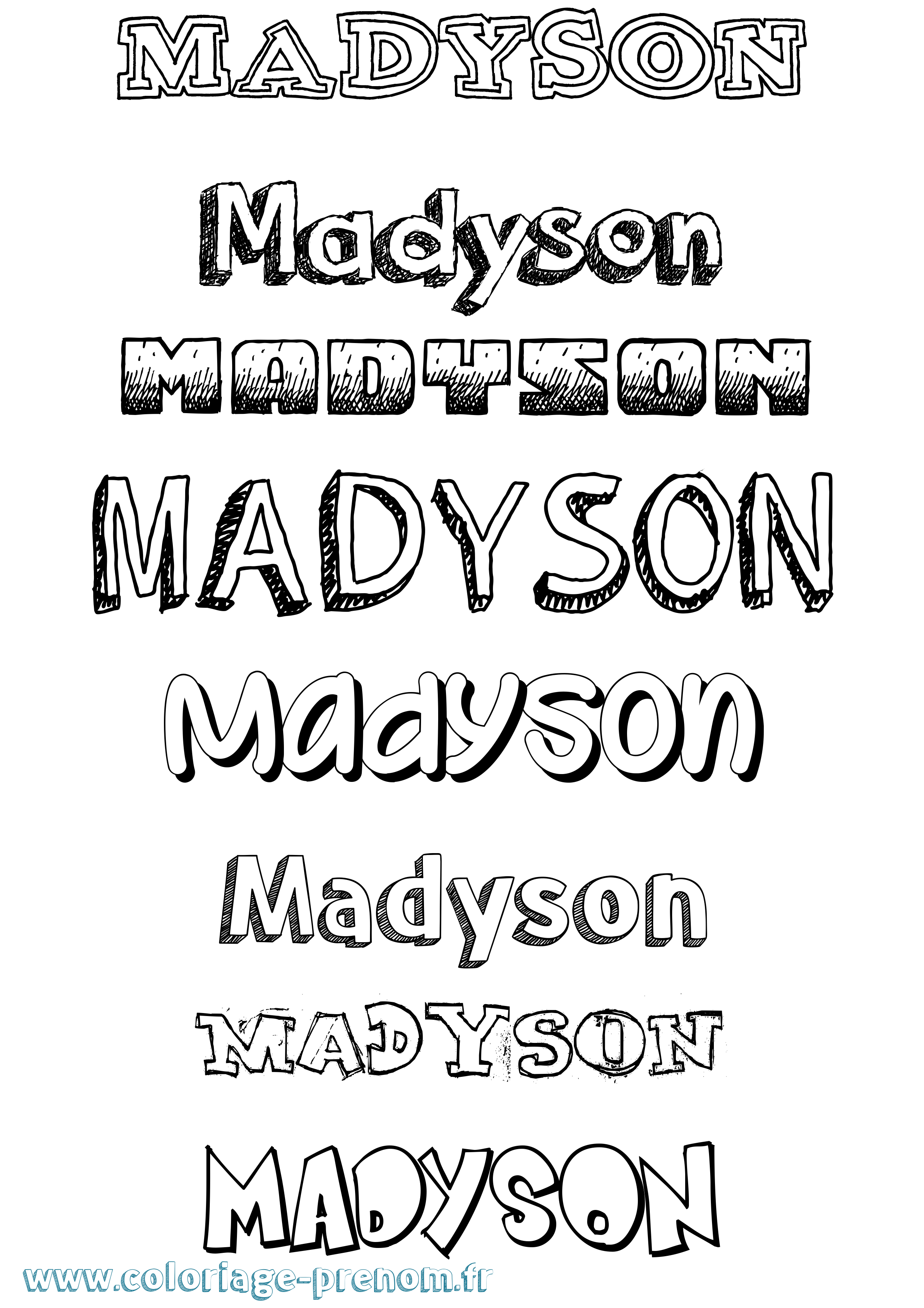 Coloriage prénom Madyson Dessiné