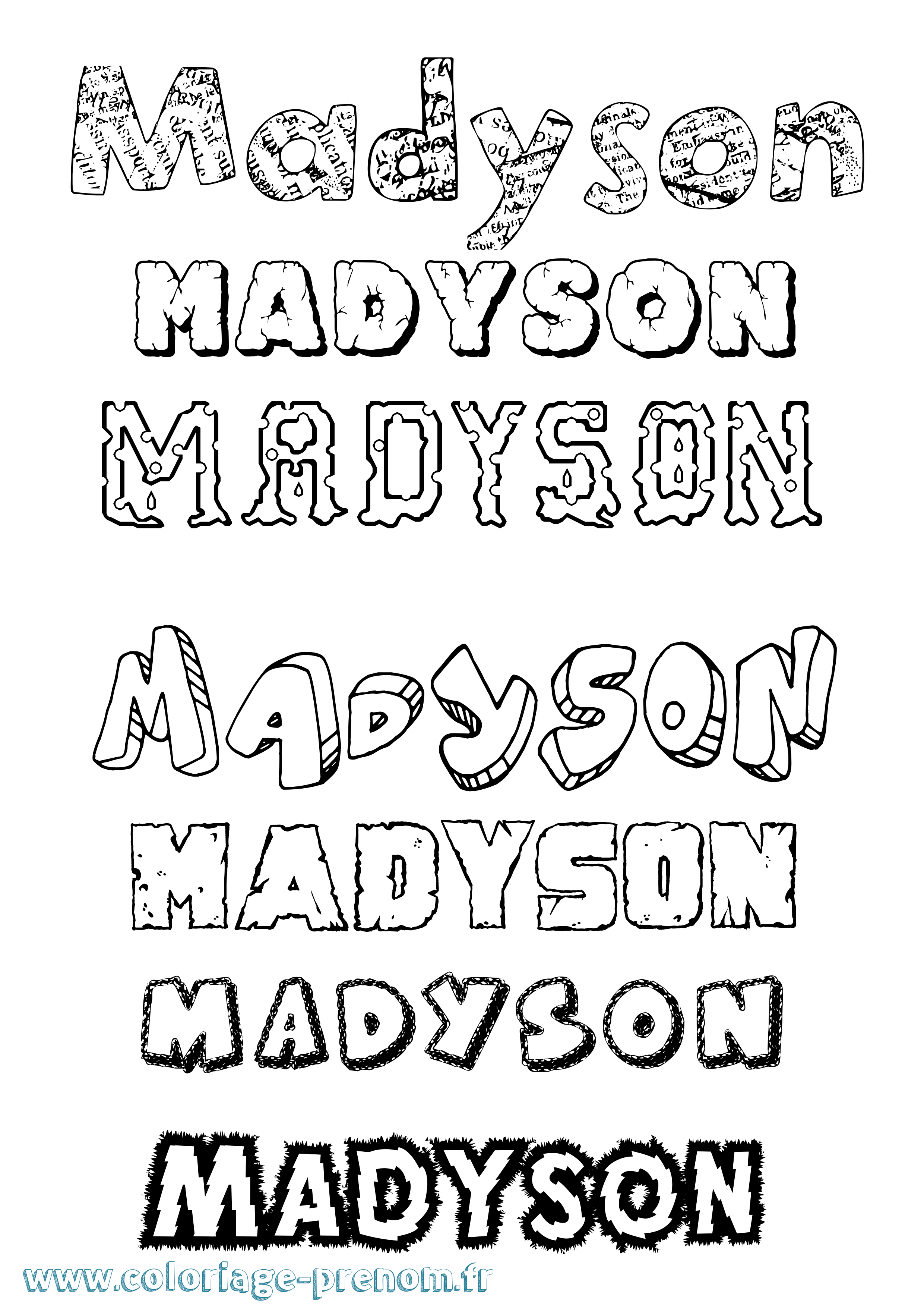 Coloriage prénom Madyson Destructuré