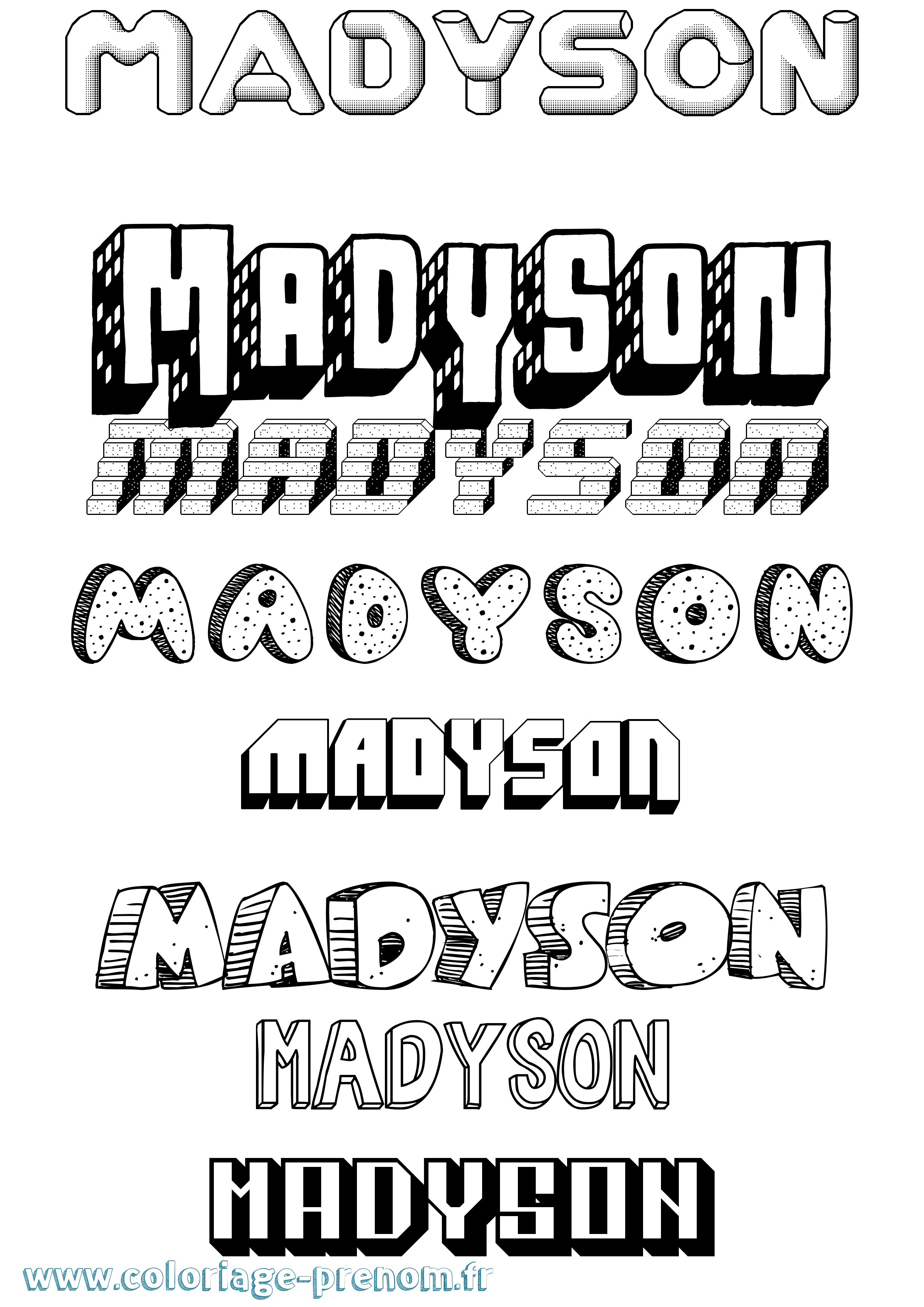 Coloriage prénom Madyson Effet 3D