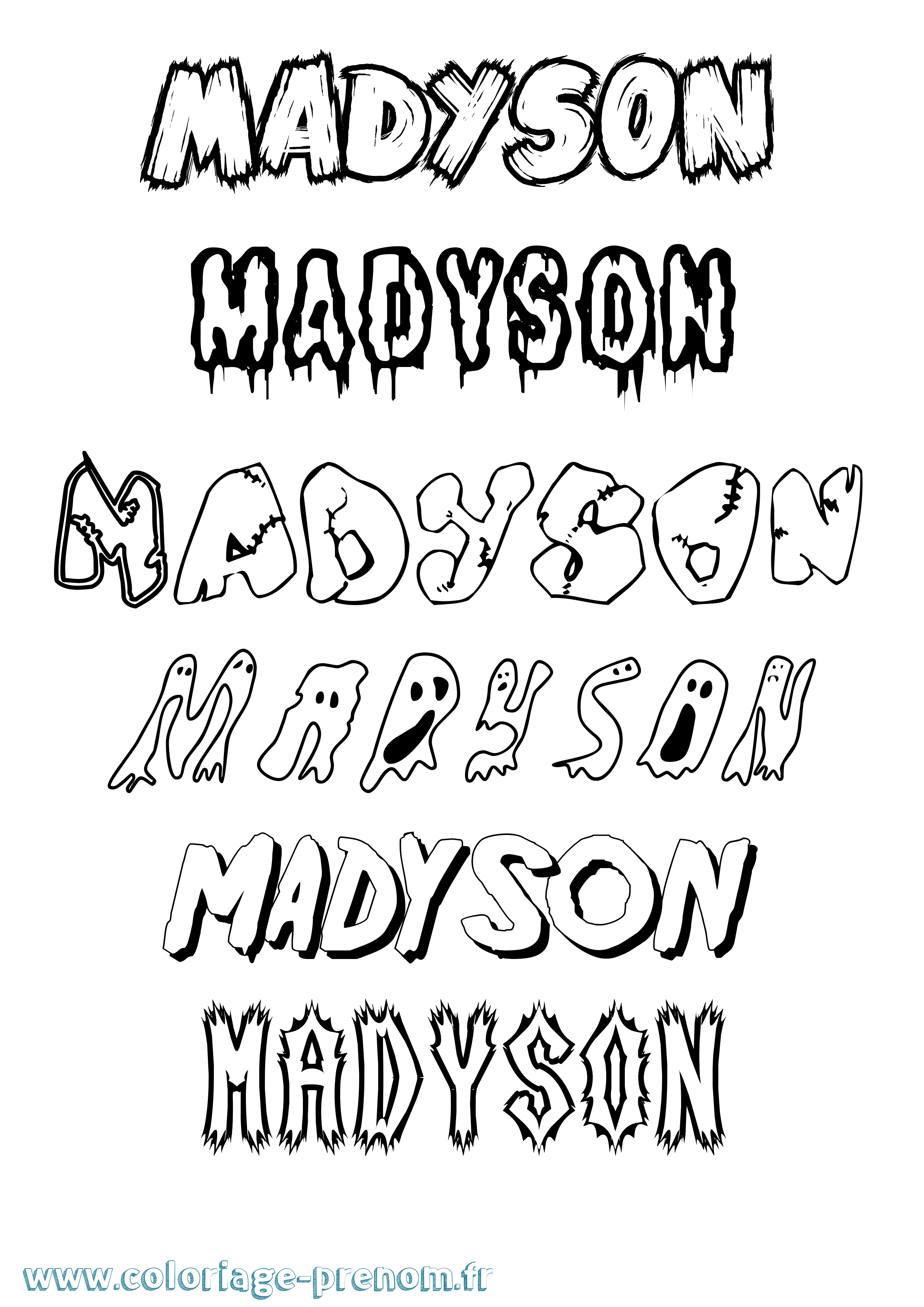 Coloriage prénom Madyson Frisson
