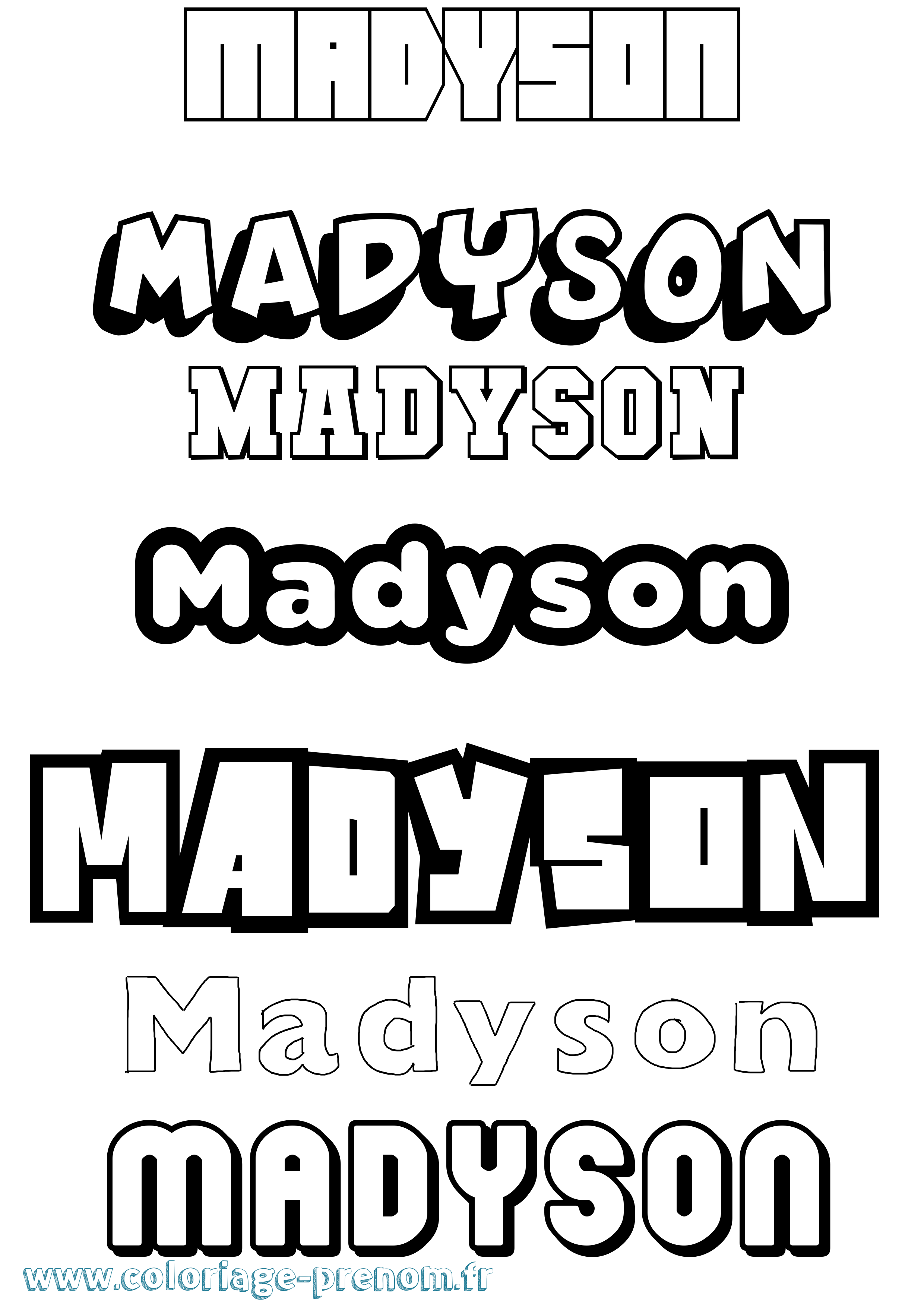 Coloriage prénom Madyson Simple