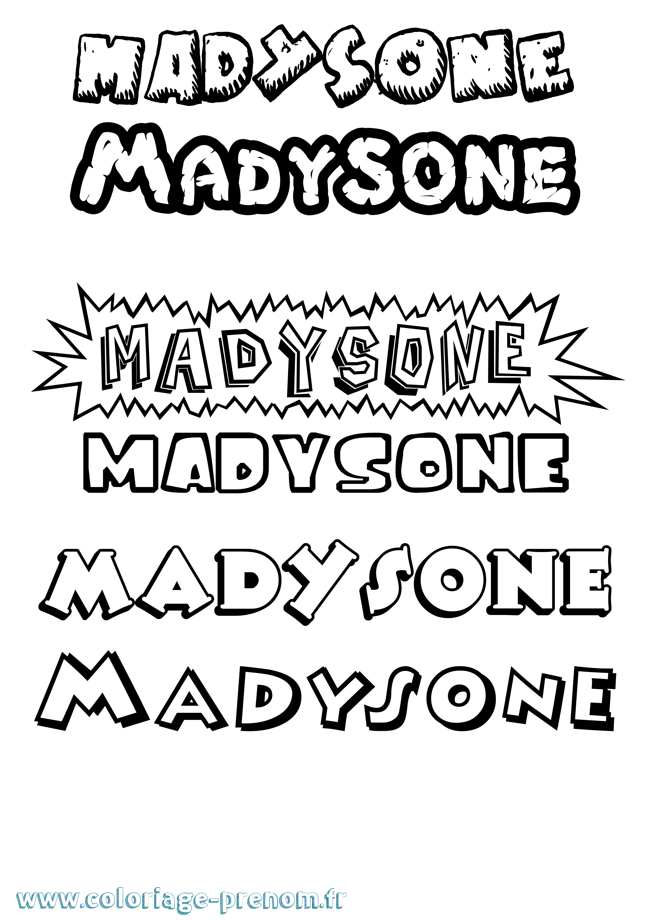 Coloriage prénom Madysone Dessin Animé