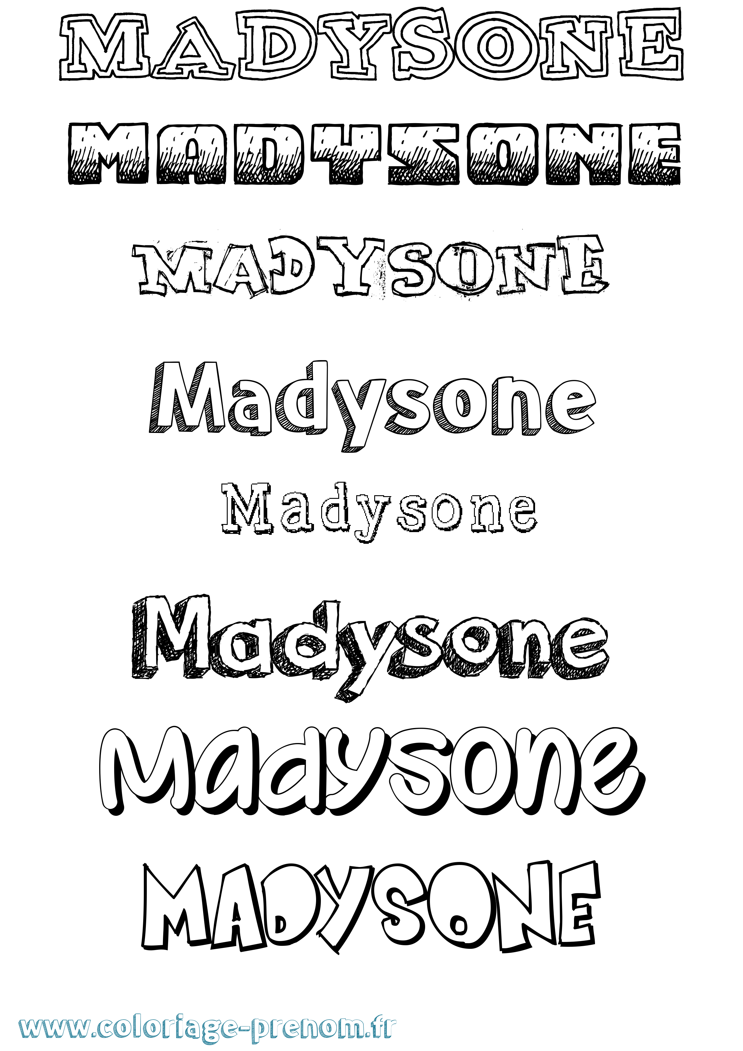 Coloriage prénom Madysone Dessiné