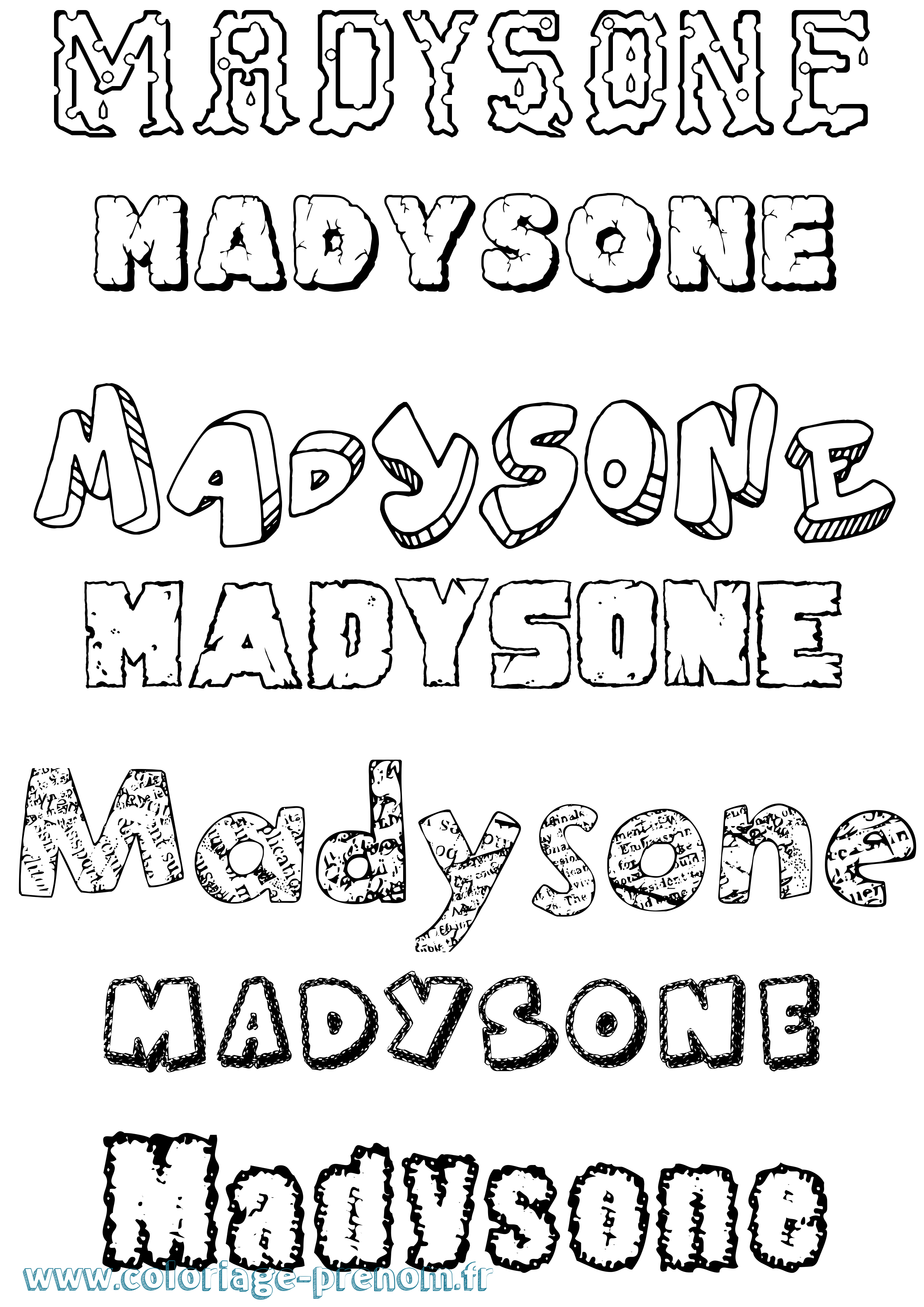 Coloriage Madysone Destructuré Coloriage prénom Madysone Destructuré
