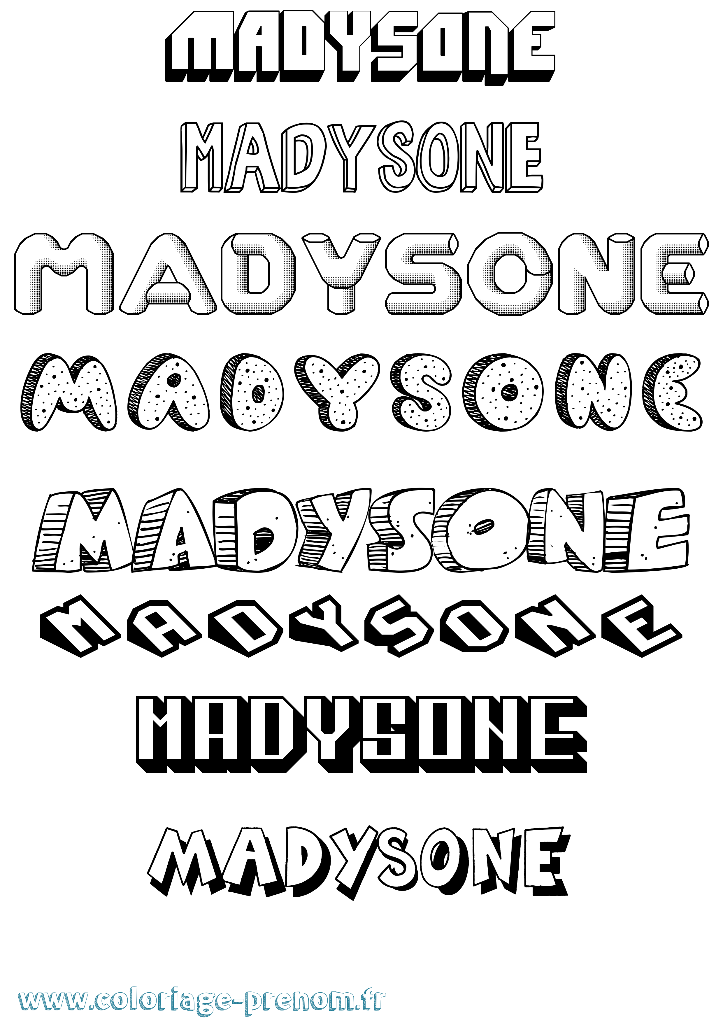 Coloriage prénom Madysone Effet 3D