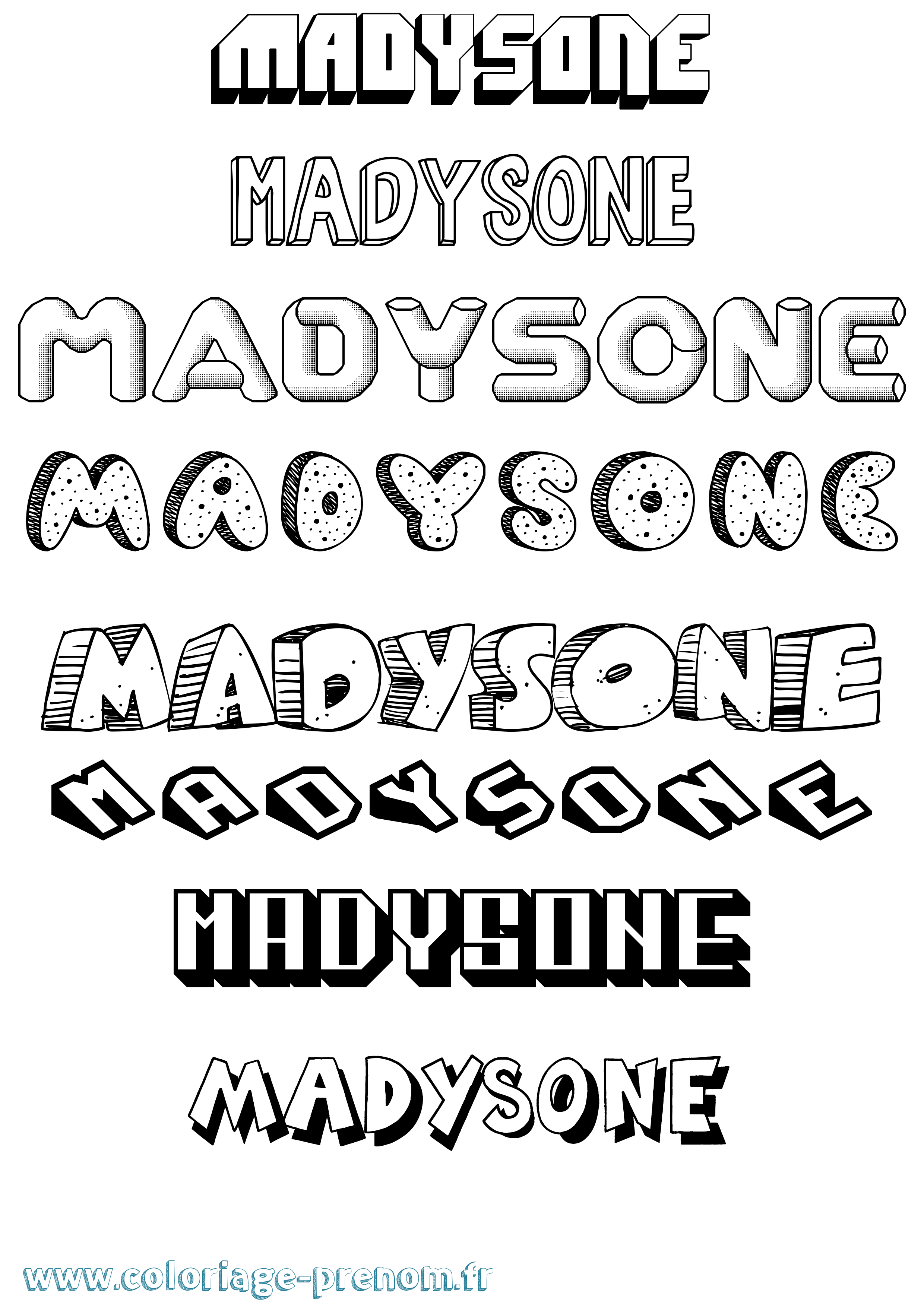 Coloriage Madysone Effet 3D Coloriage prénom Madysone Effet 3D