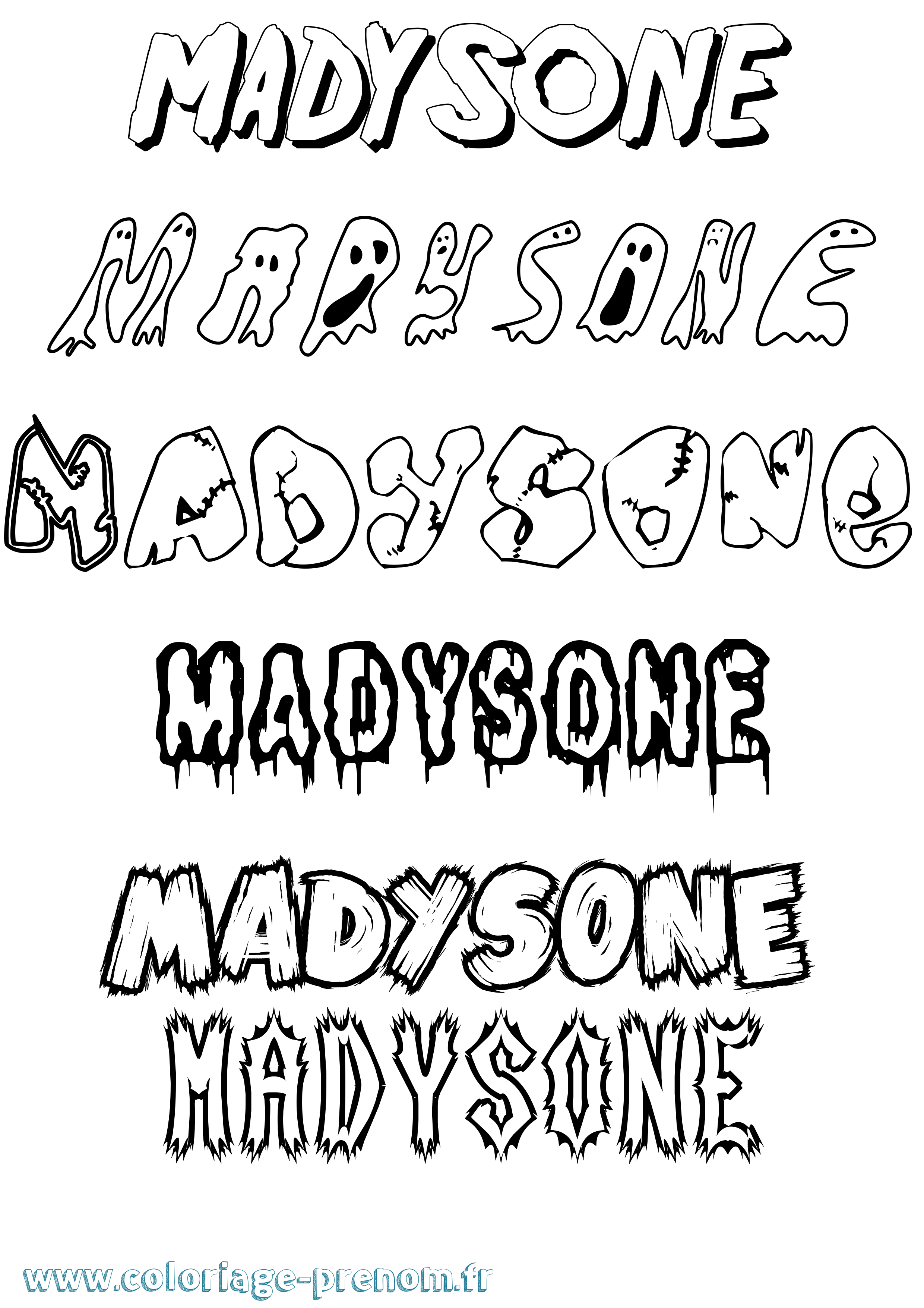 Coloriage Madysone Frisson Coloriage prénom Madysone Frisson