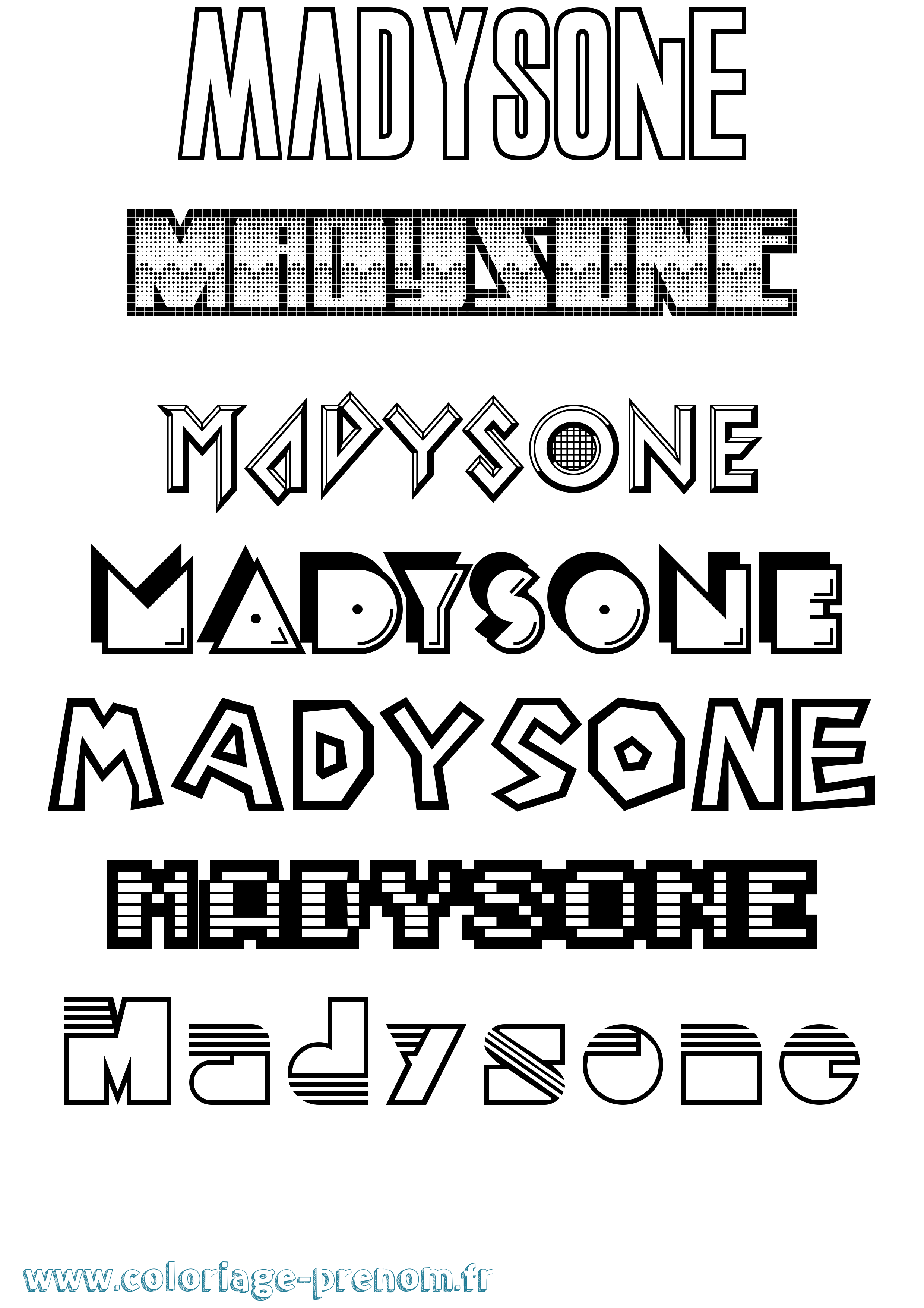 Coloriage prénom Madysone Jeux Vidéos