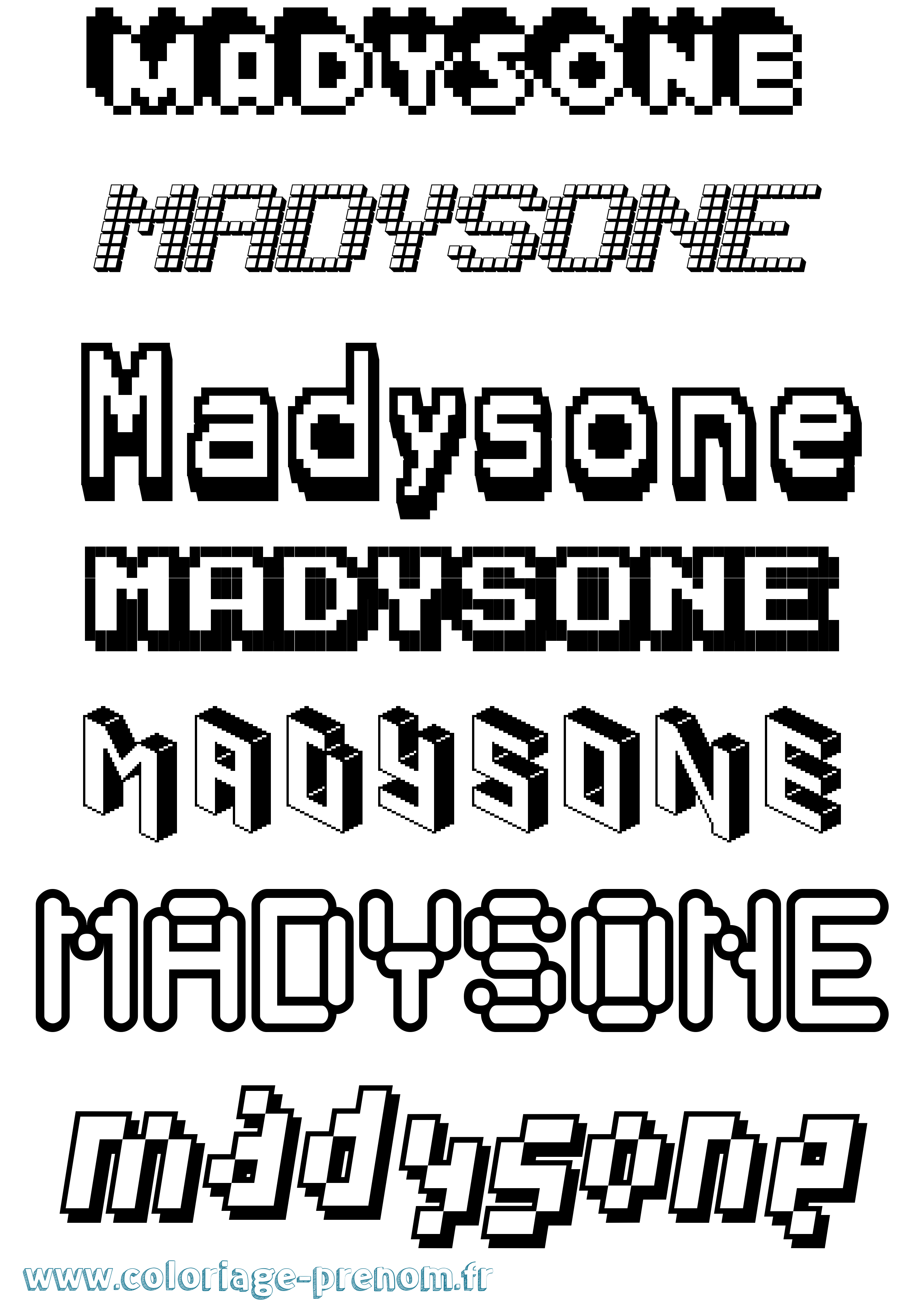 Coloriage prénom Madysone Pixel