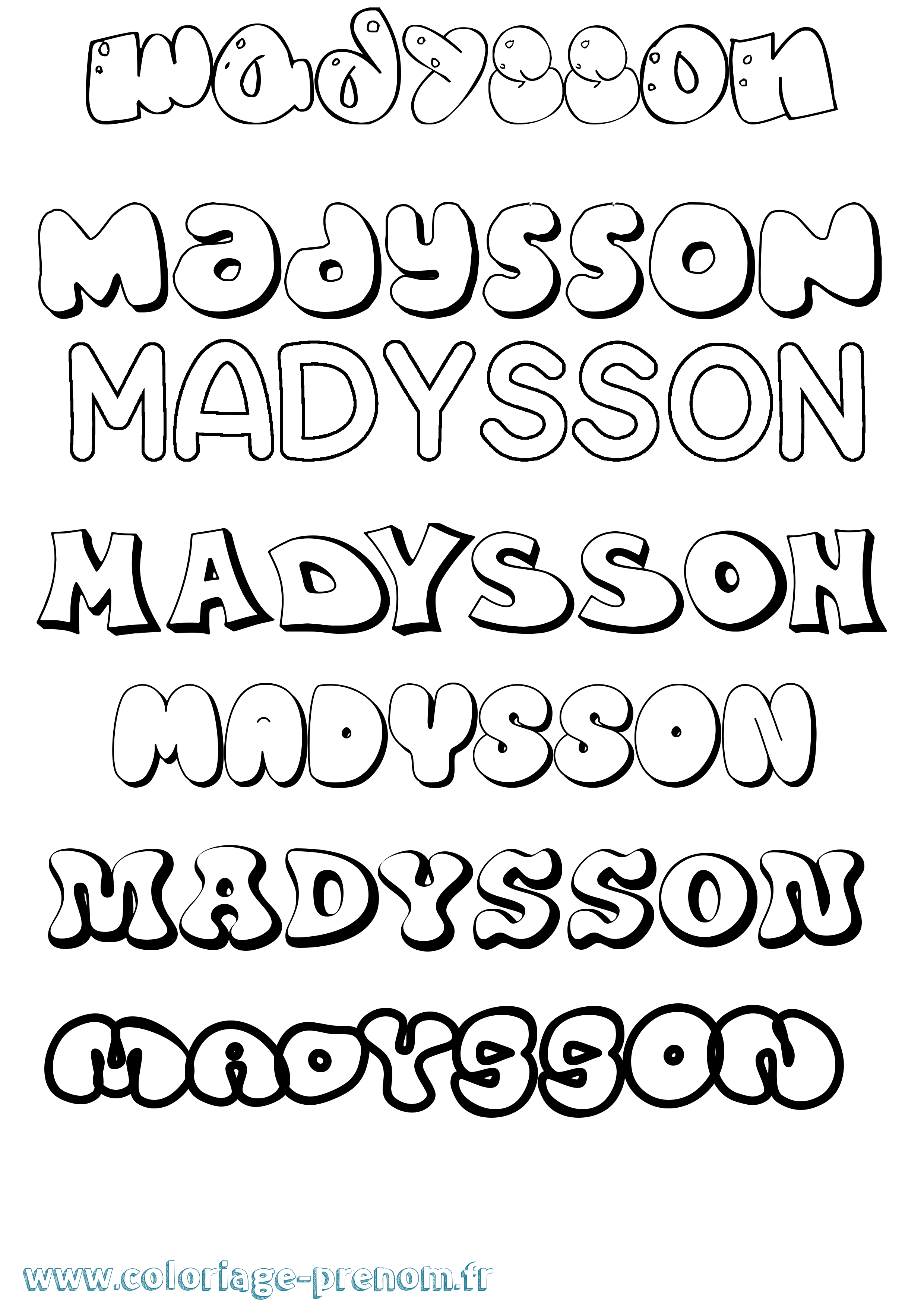 Coloriage Madysson Bubble Coloriage prénom Madysson Bubble