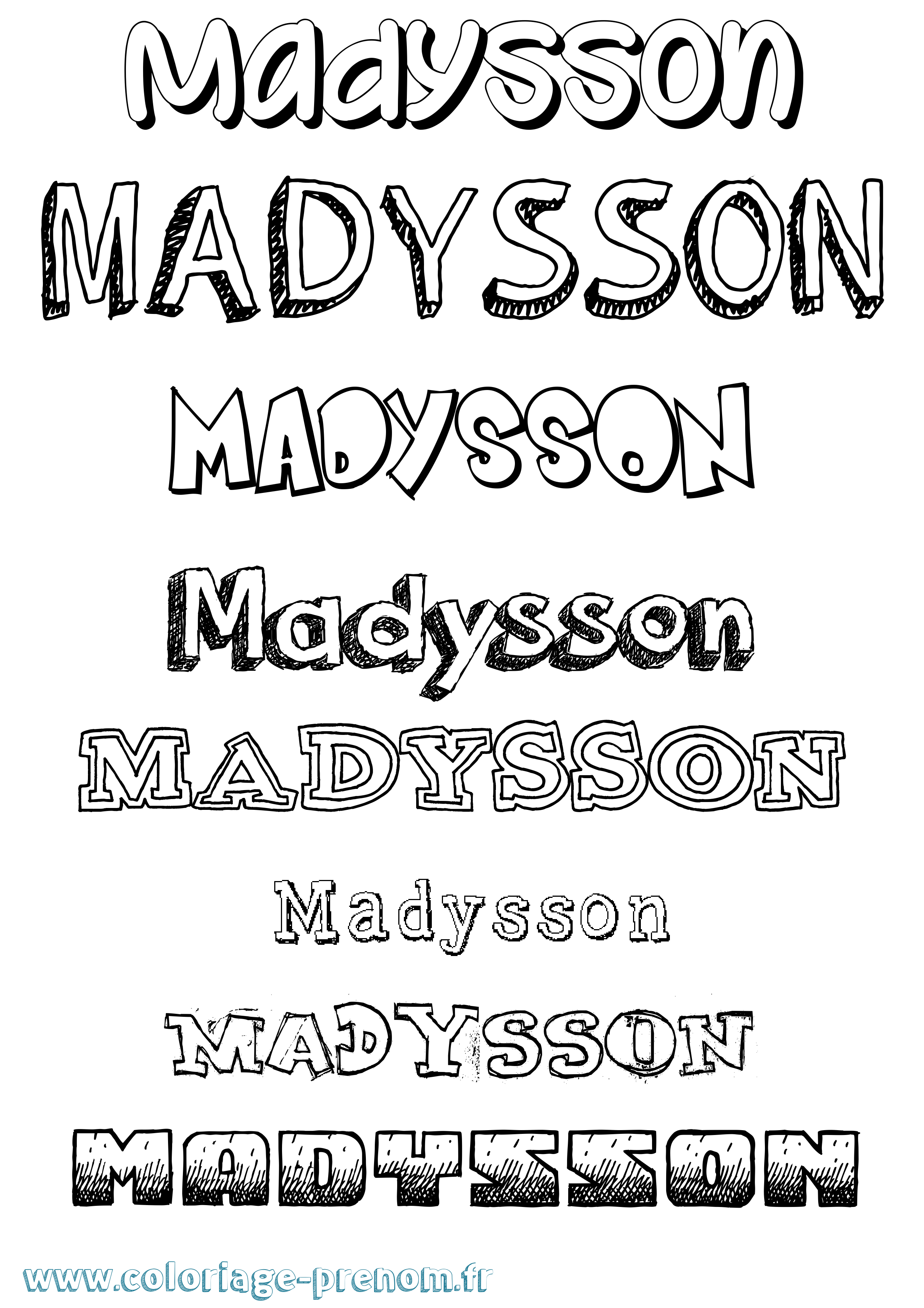 Coloriage prénom Madysson Dessiné
