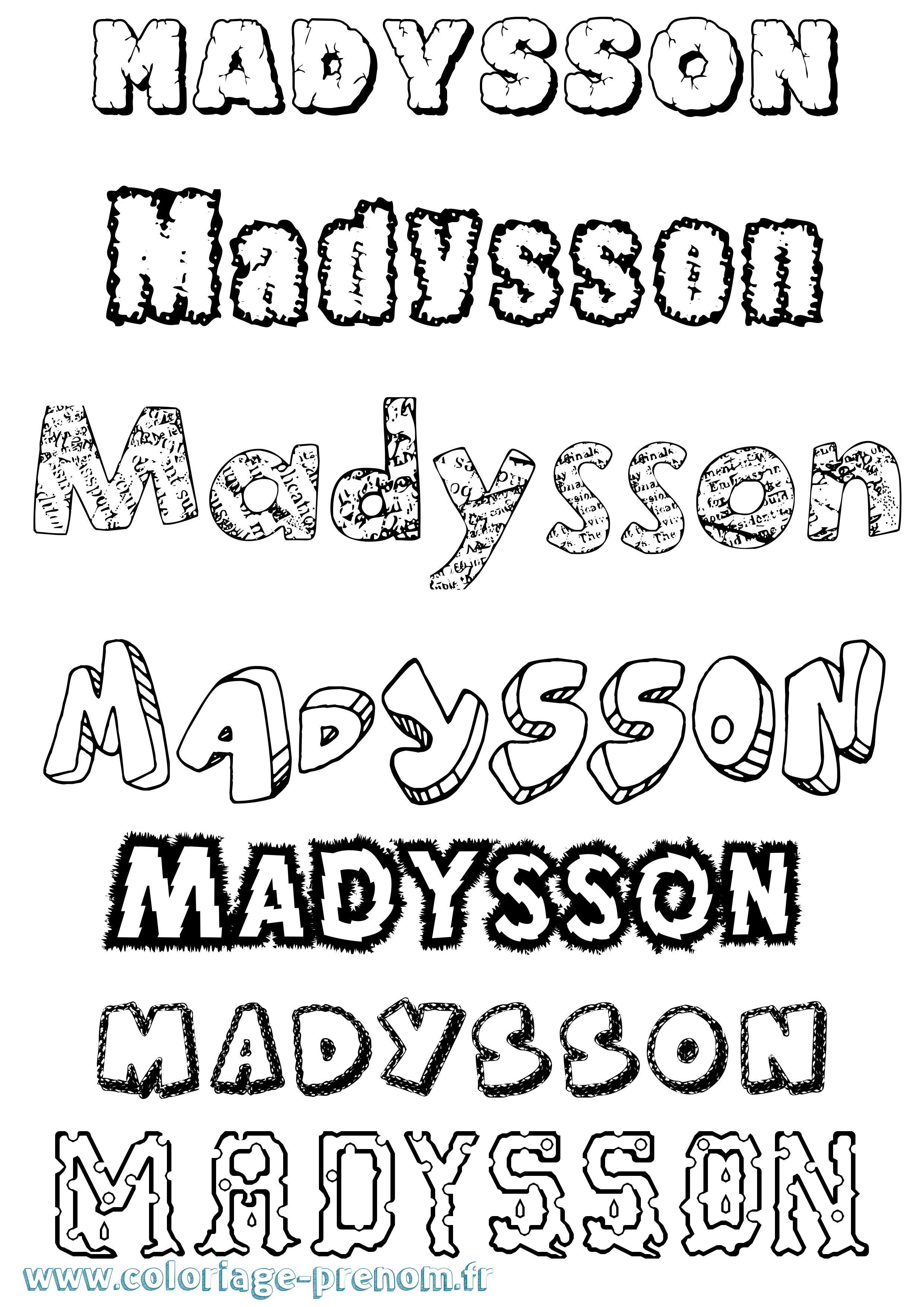 Coloriage prénom Madysson Destructuré