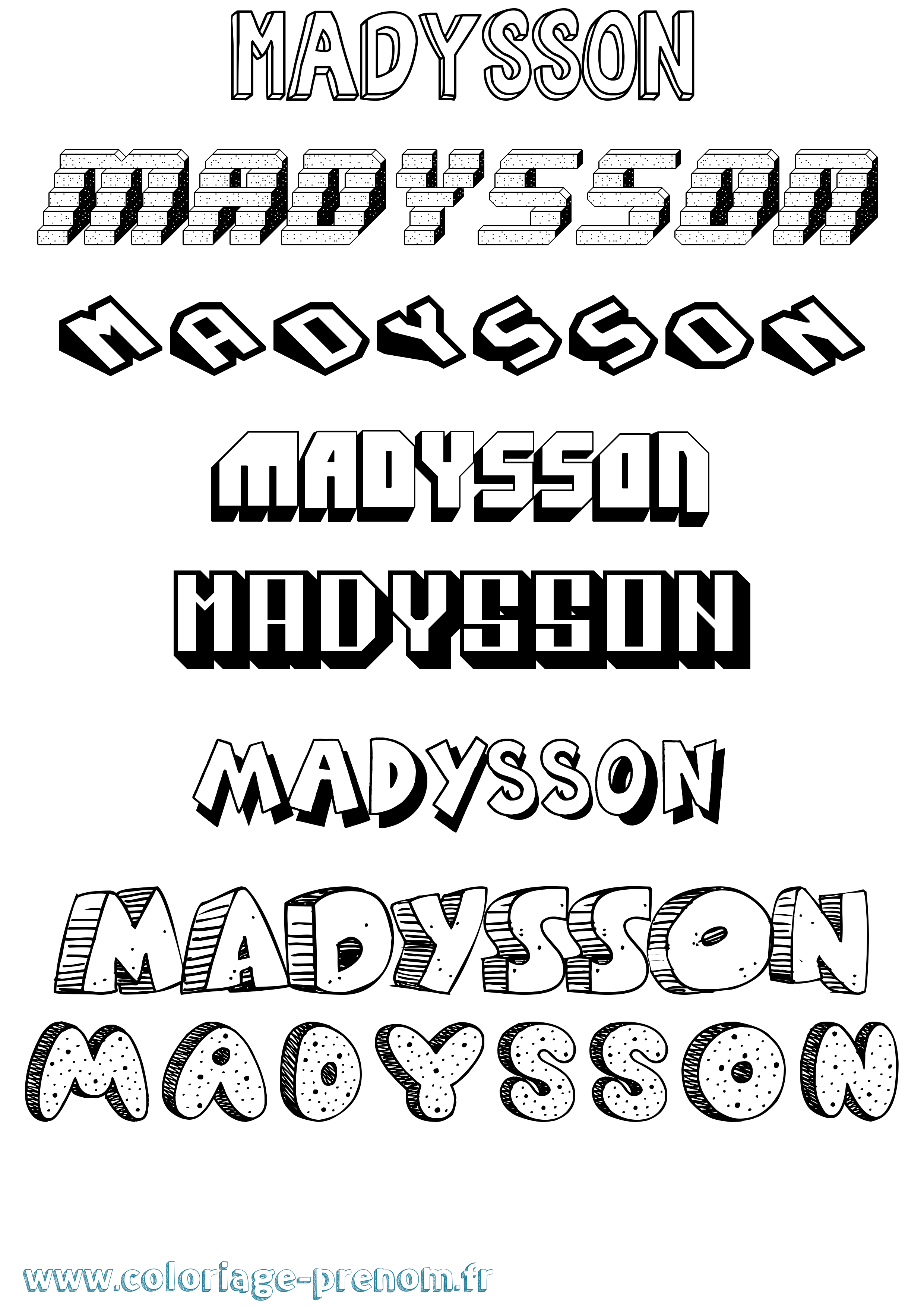 Coloriage prénom Madysson Effet 3D