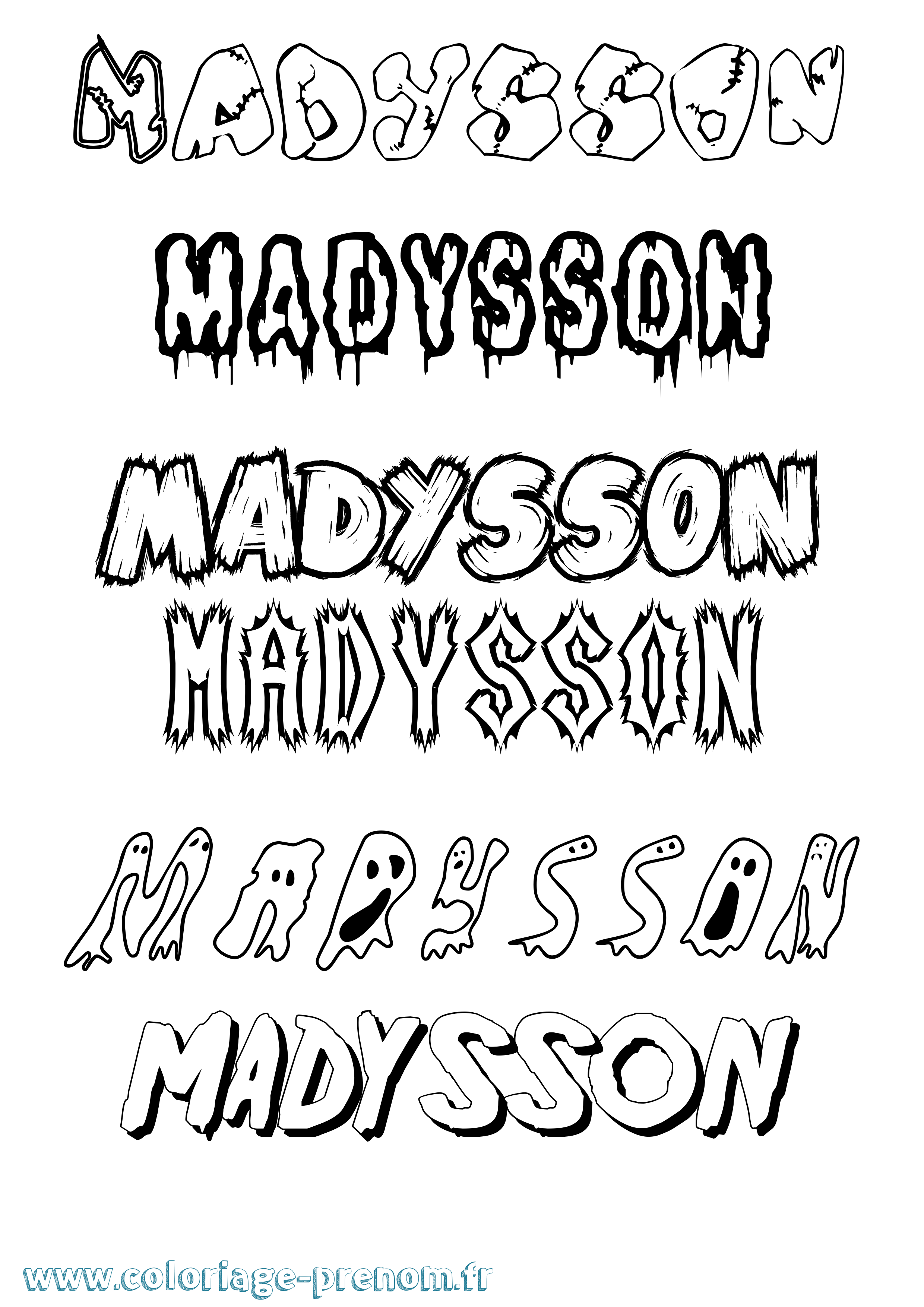 Coloriage prénom Madysson Frisson