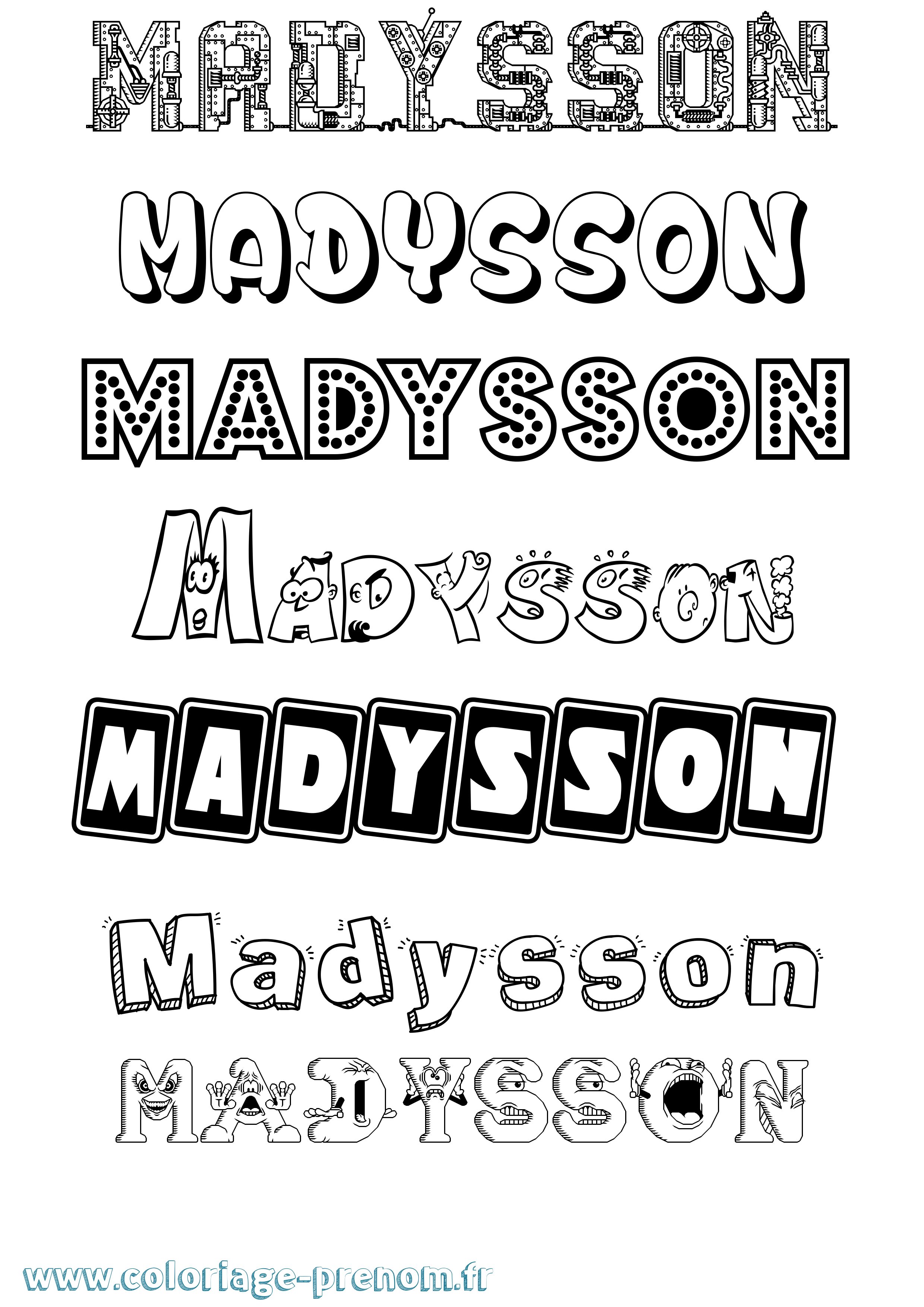 Coloriage prénom Madysson Fun