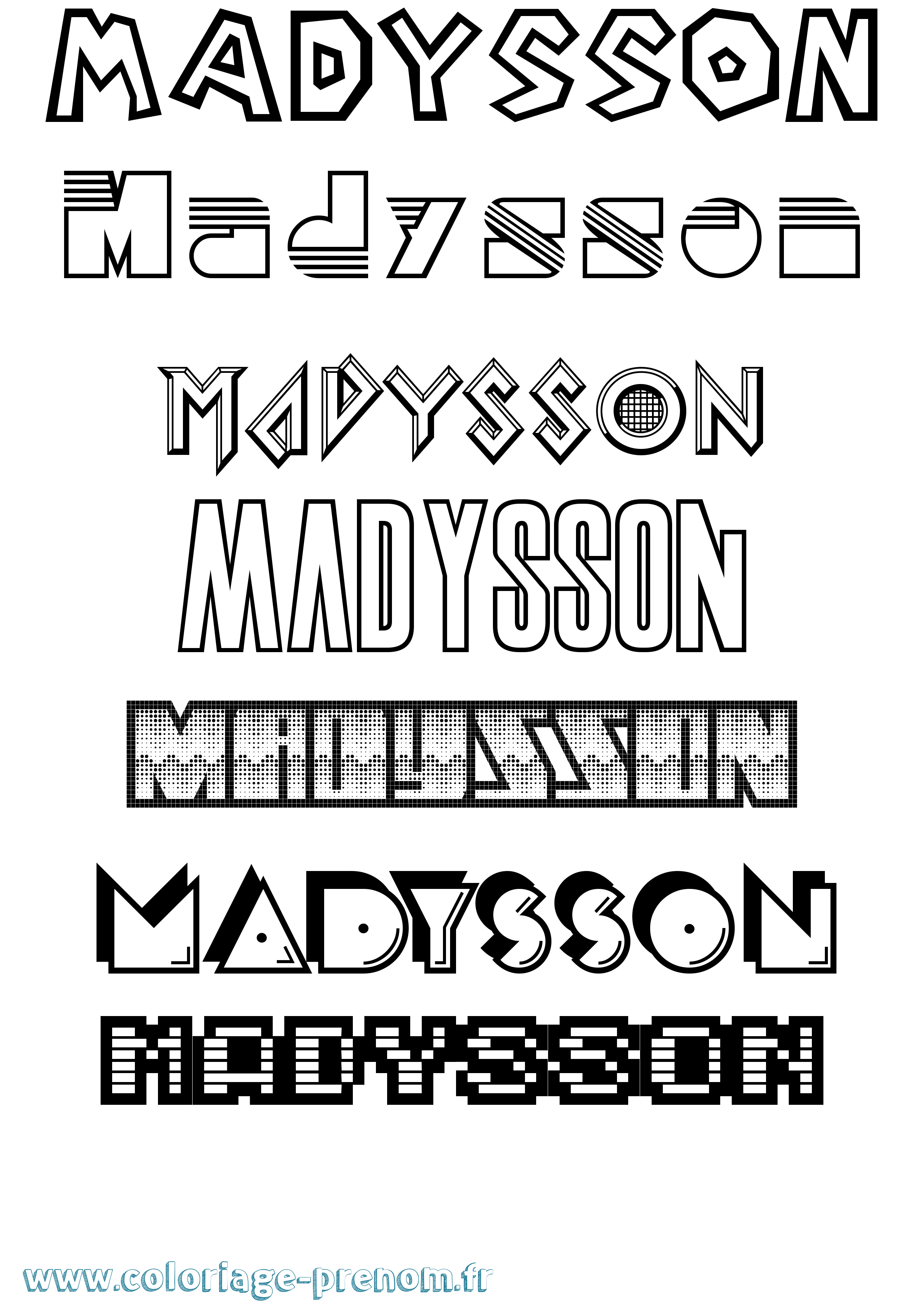 Coloriage prénom Madysson Jeux Vidéos