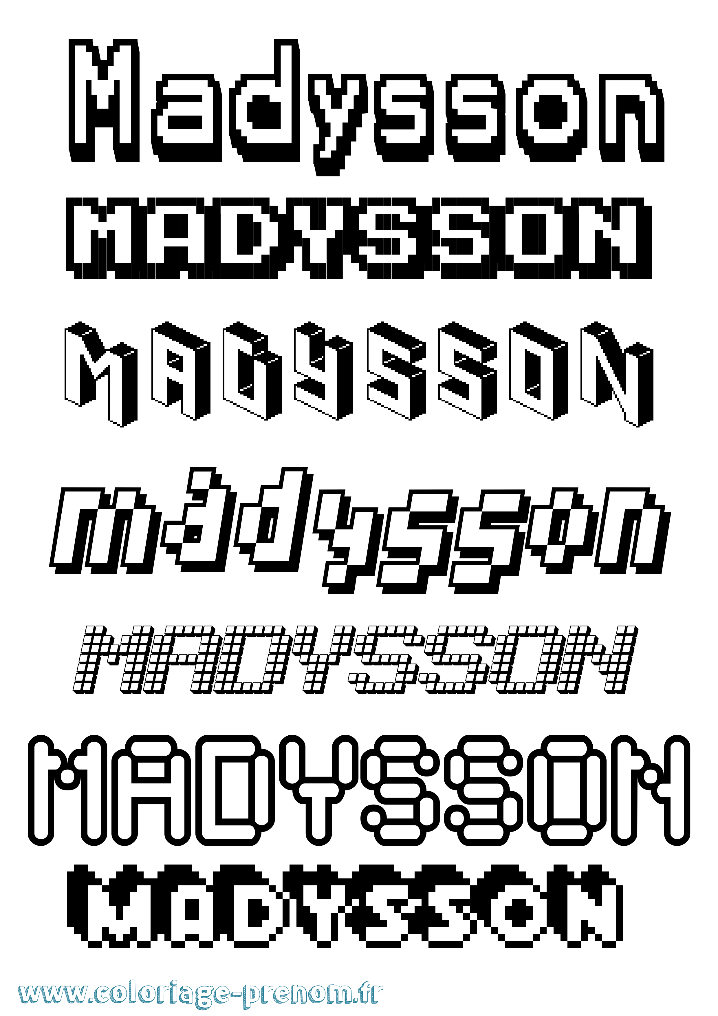 Coloriage Madysson Pixel Coloriage prénom Madysson Pixel