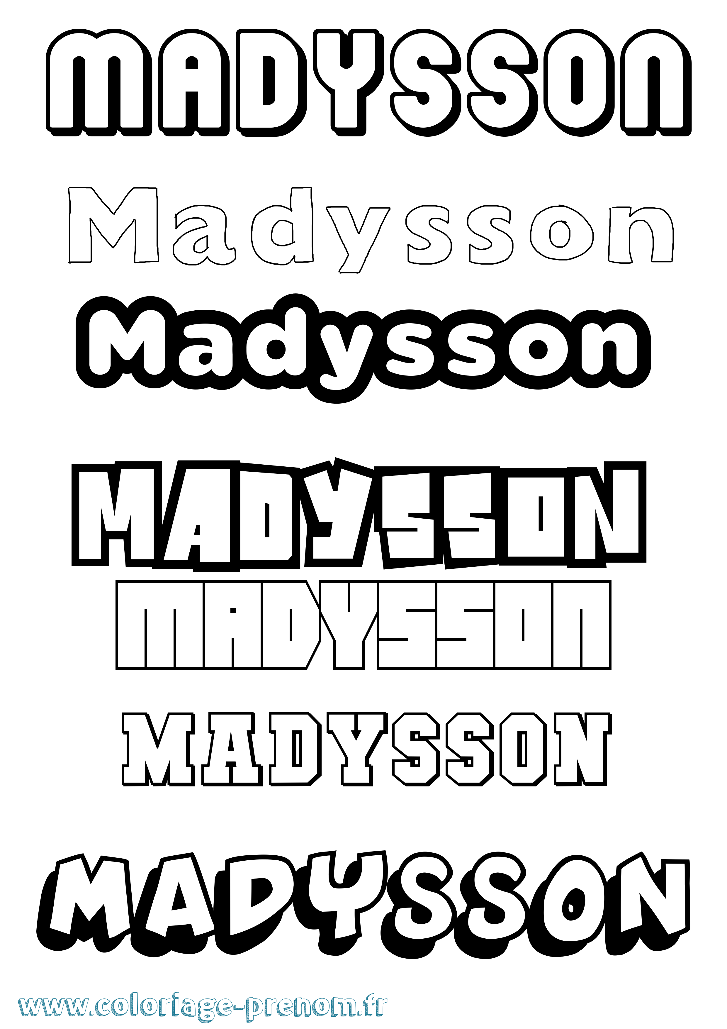 Coloriage prénom Madysson Simple