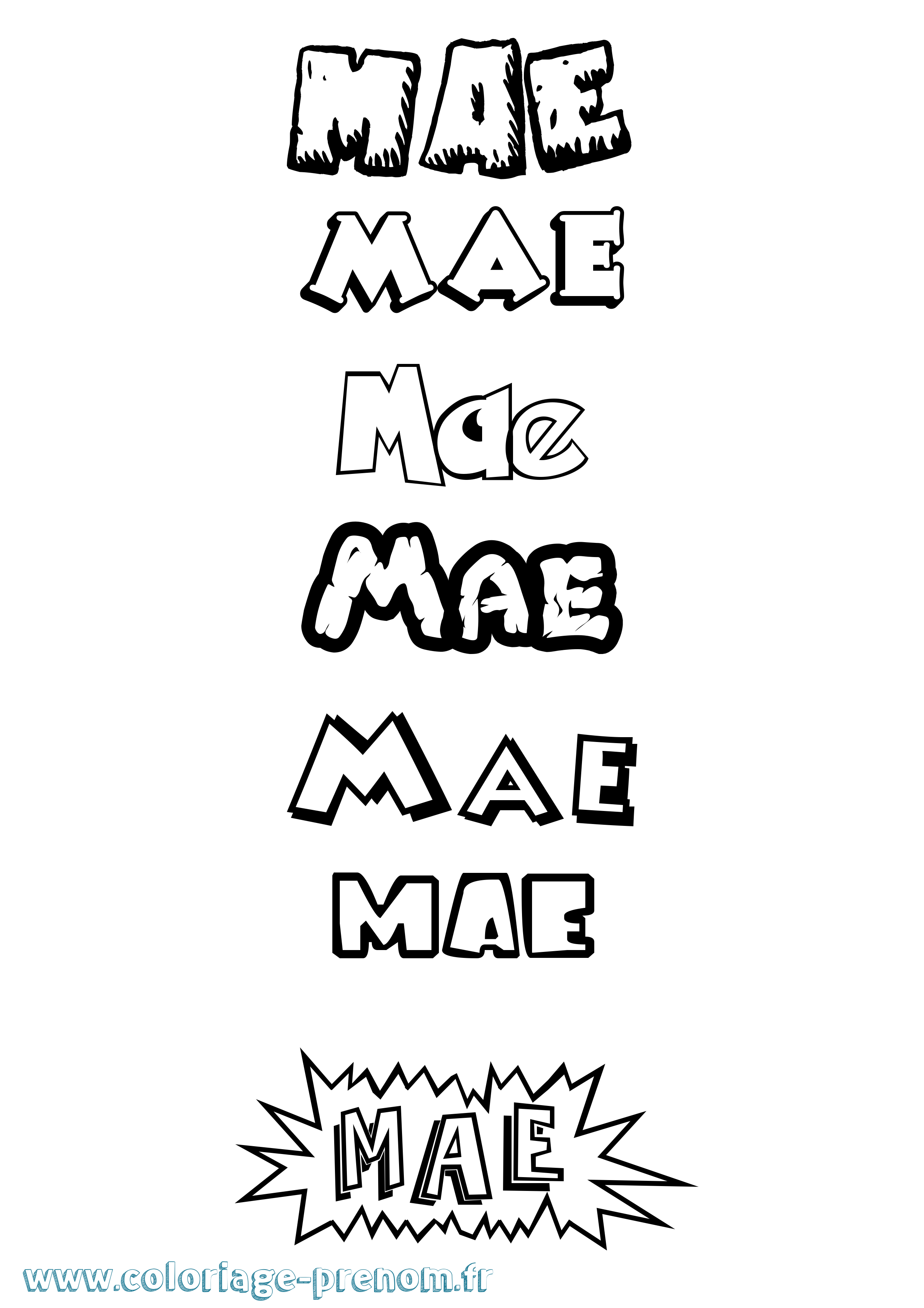Coloriage prénom Mae Dessin Animé