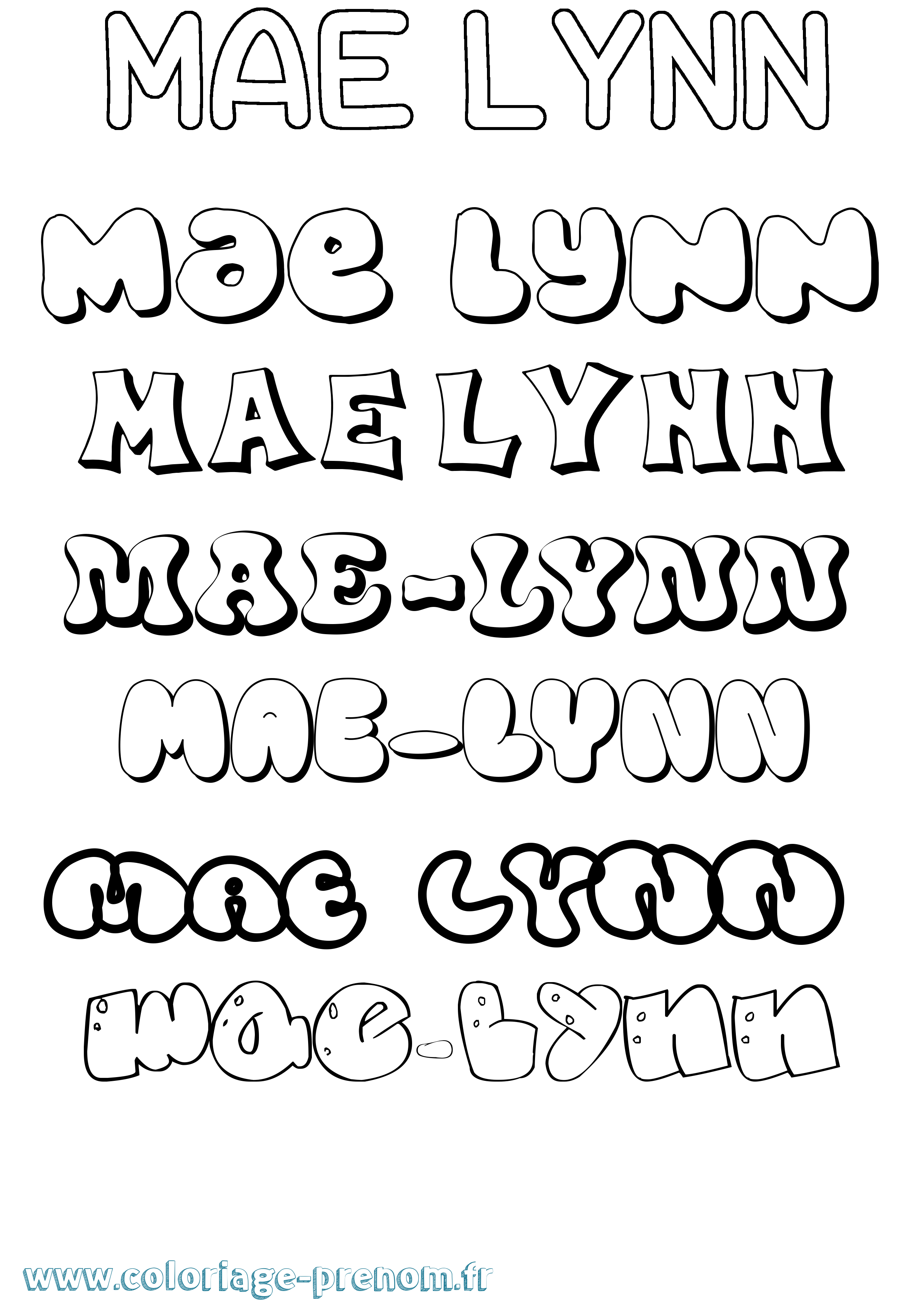 Coloriage Mae-Lynn Bubble Coloriage prénom Mae-Lynn Bubble