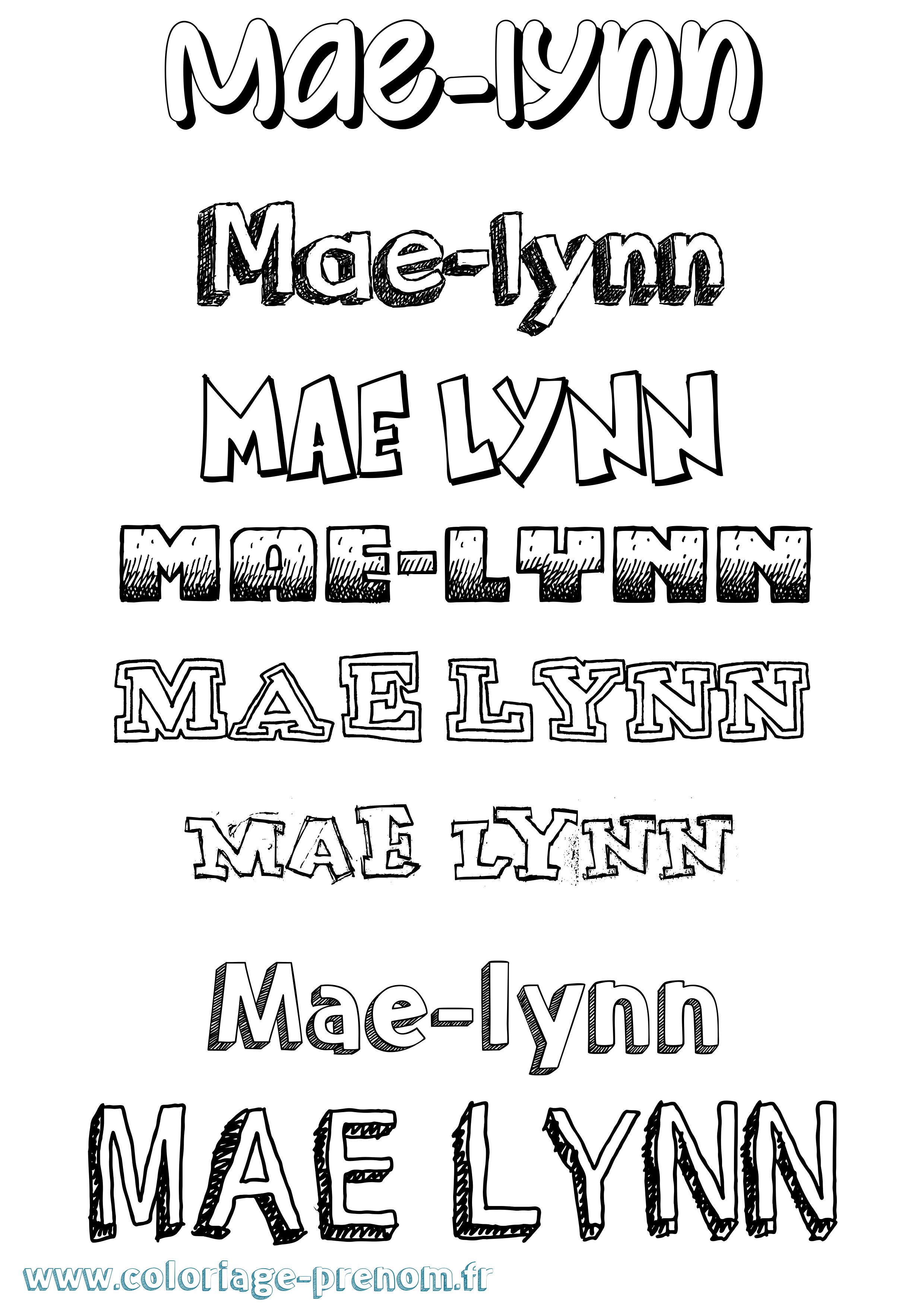 Coloriage Mae-Lynn Dessiné Coloriage prénom Mae-Lynn Dessiné
