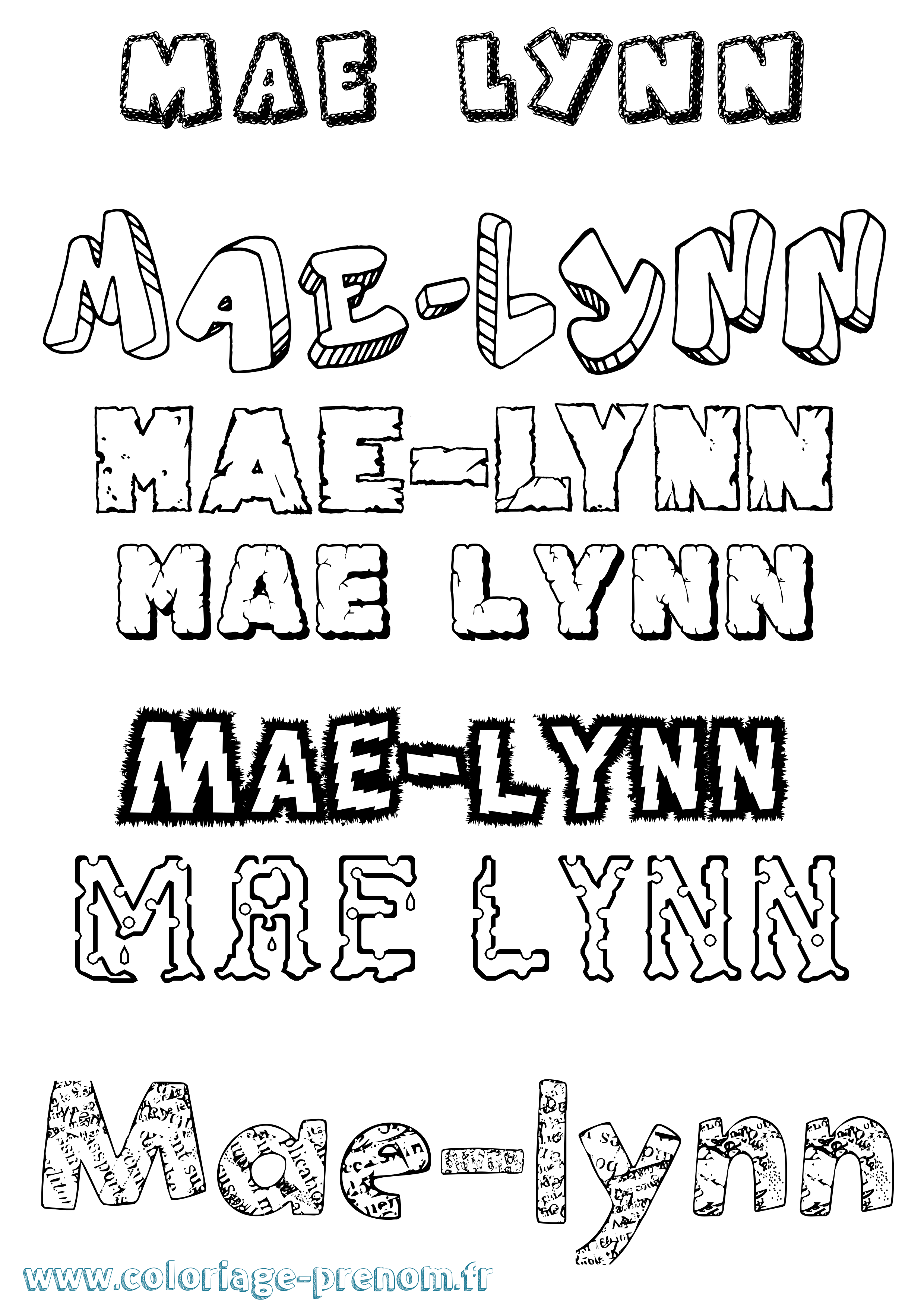 Coloriage Mae-Lynn Destructuré Coloriage prénom Mae-Lynn Destructuré