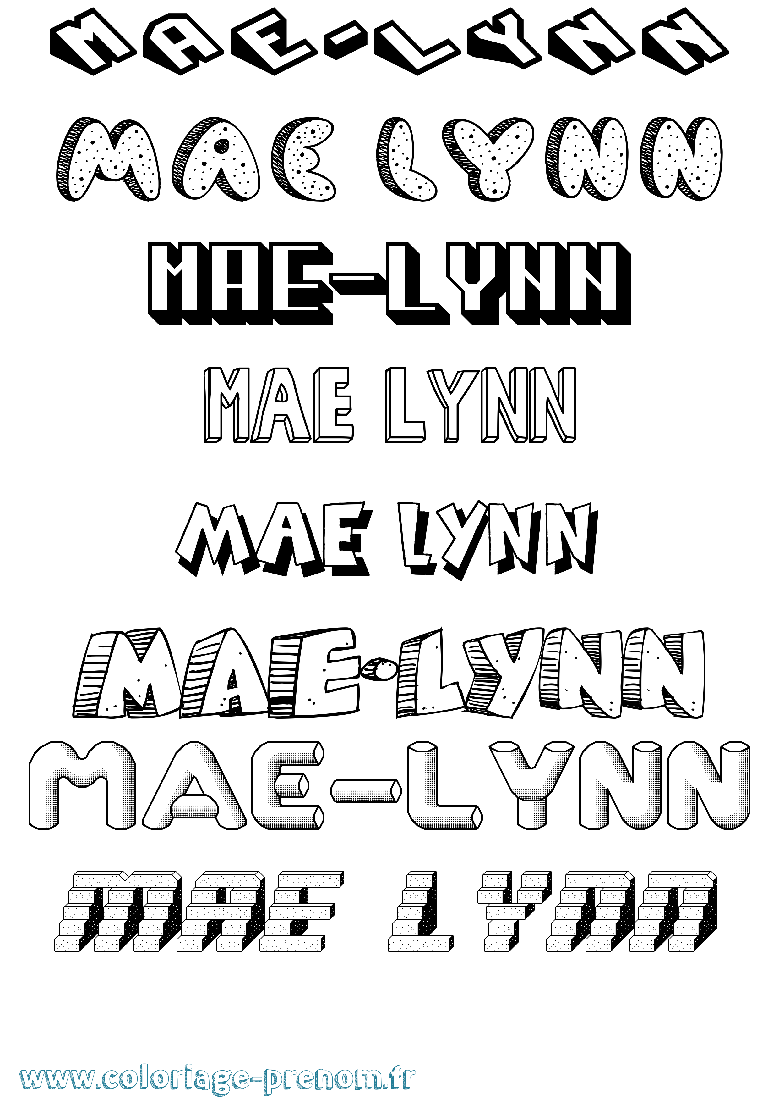 Coloriage Mae-Lynn Effet 3D Coloriage prénom Mae-Lynn Effet 3D