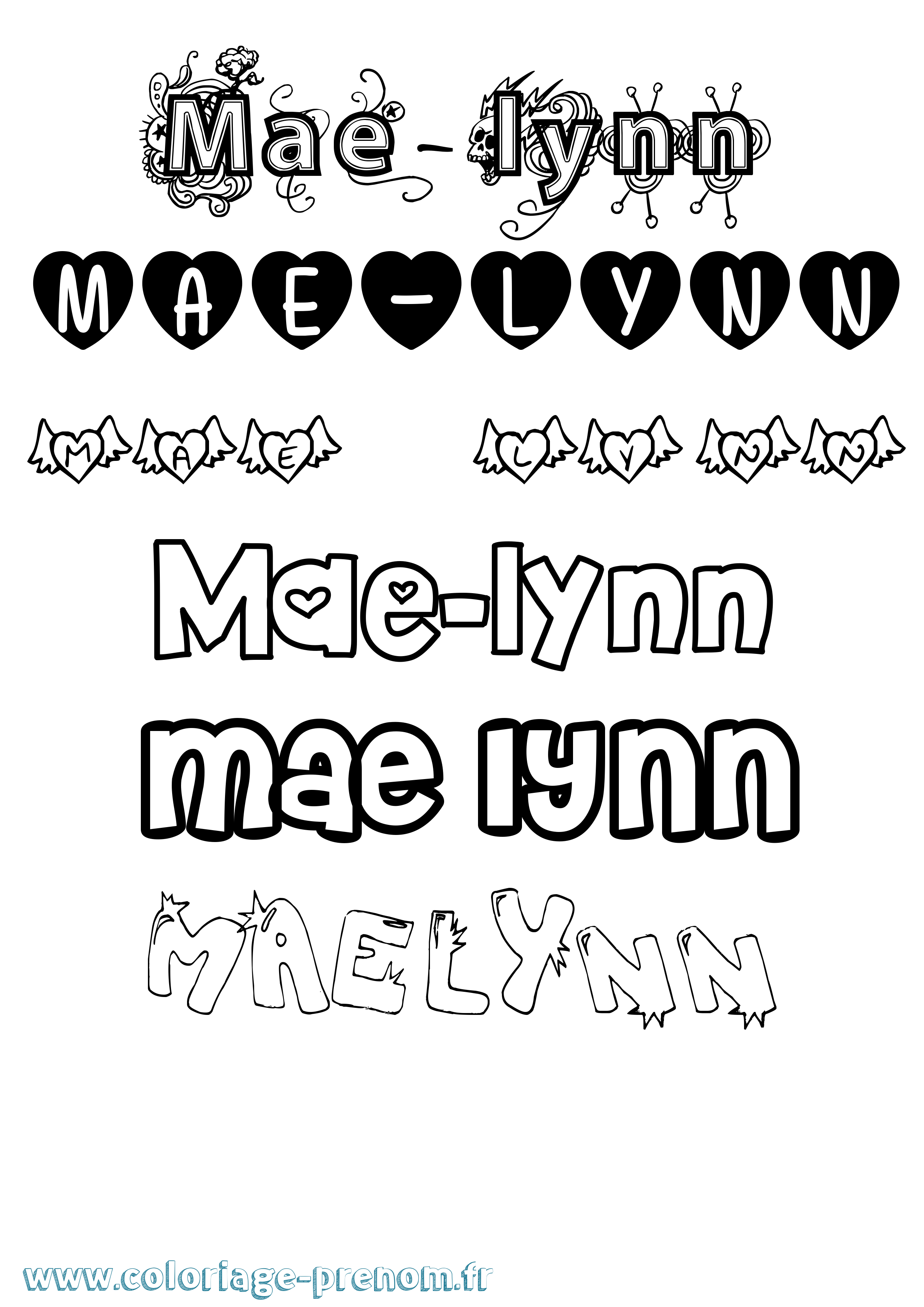 Coloriage Mae-Lynn Girly Coloriage prénom Mae-Lynn Girly
