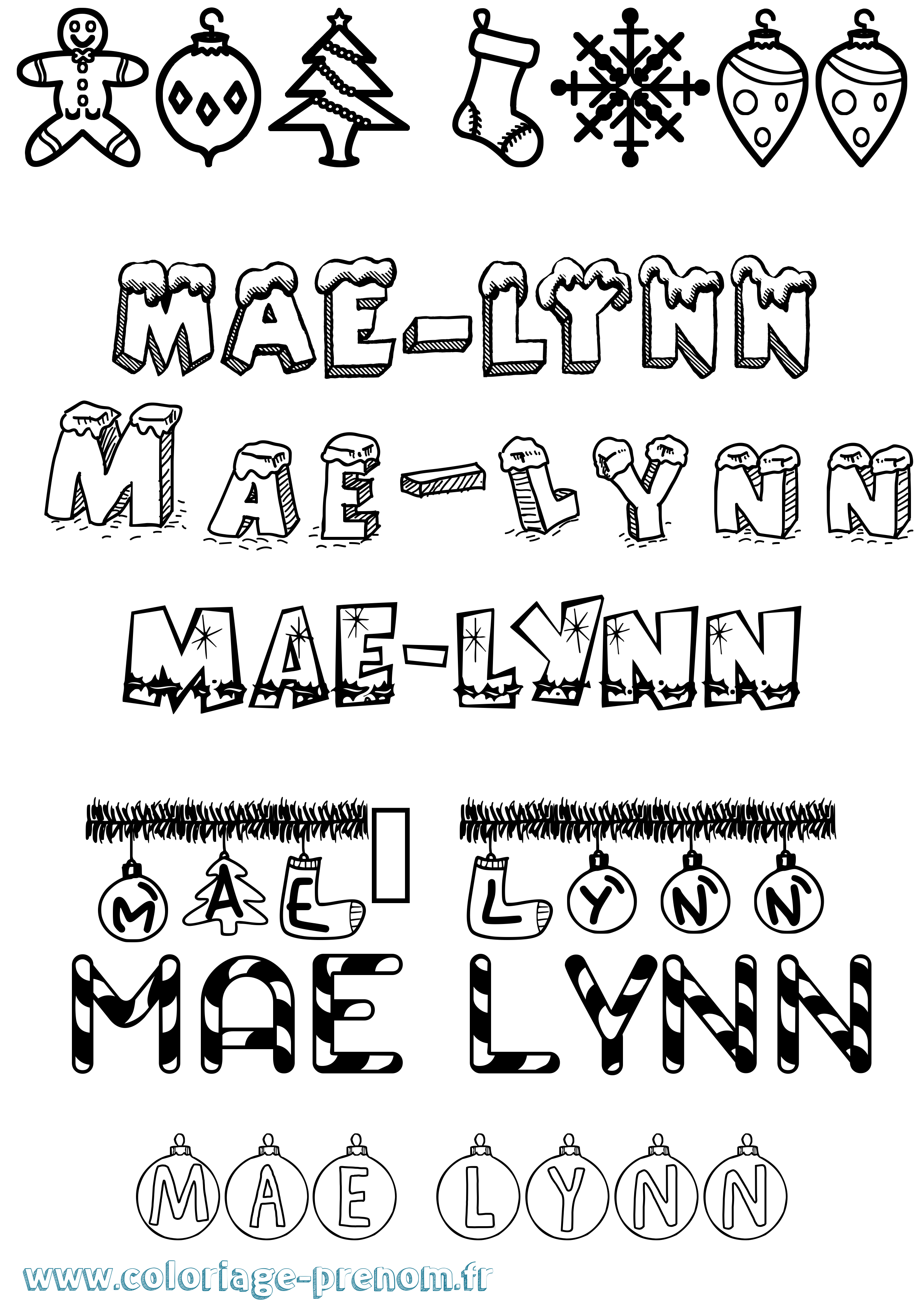Coloriage Mae-Lynn Noël Coloriage prénom Mae-Lynn Noël