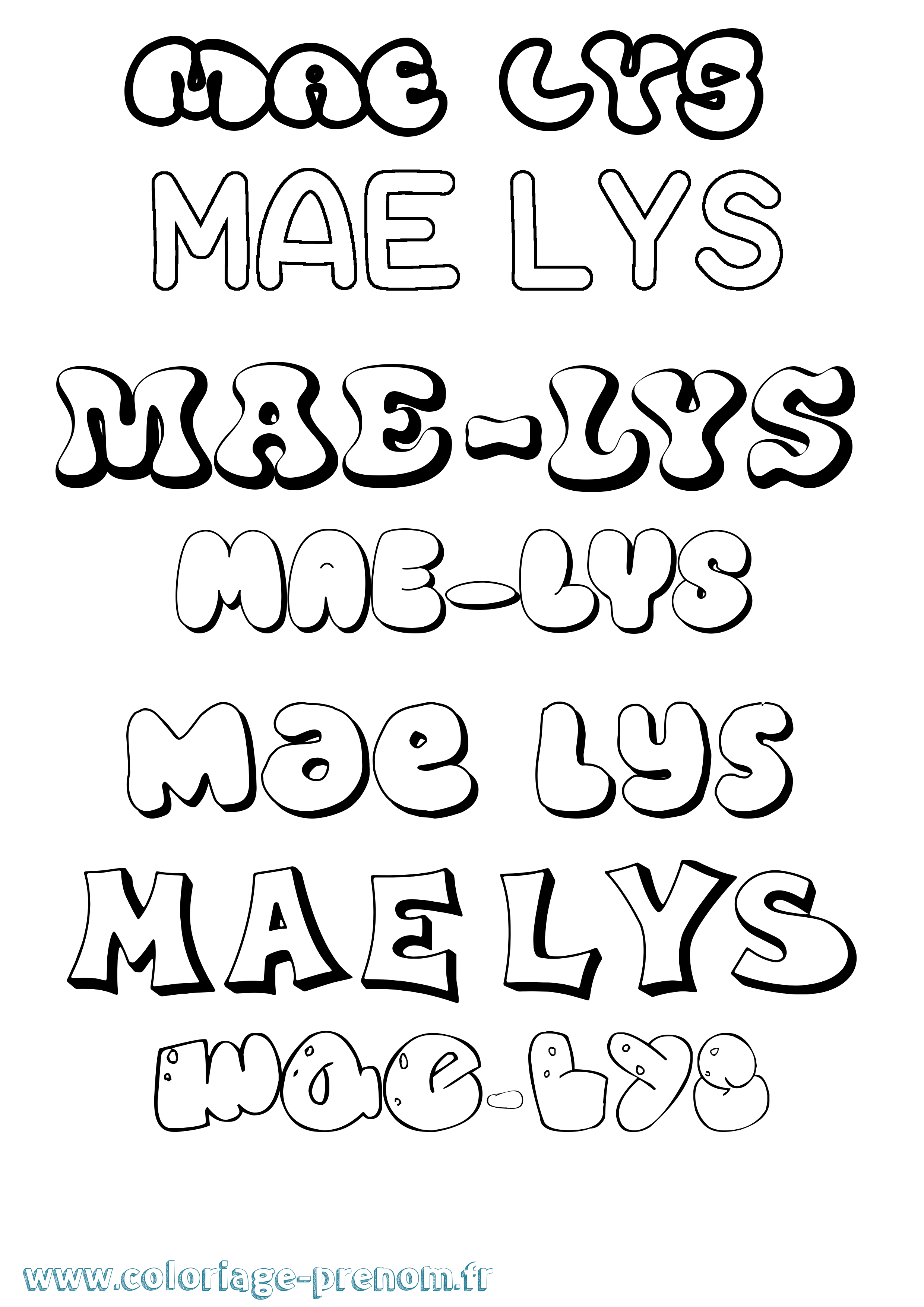 Coloriage prénom Mae-Lys Bubble