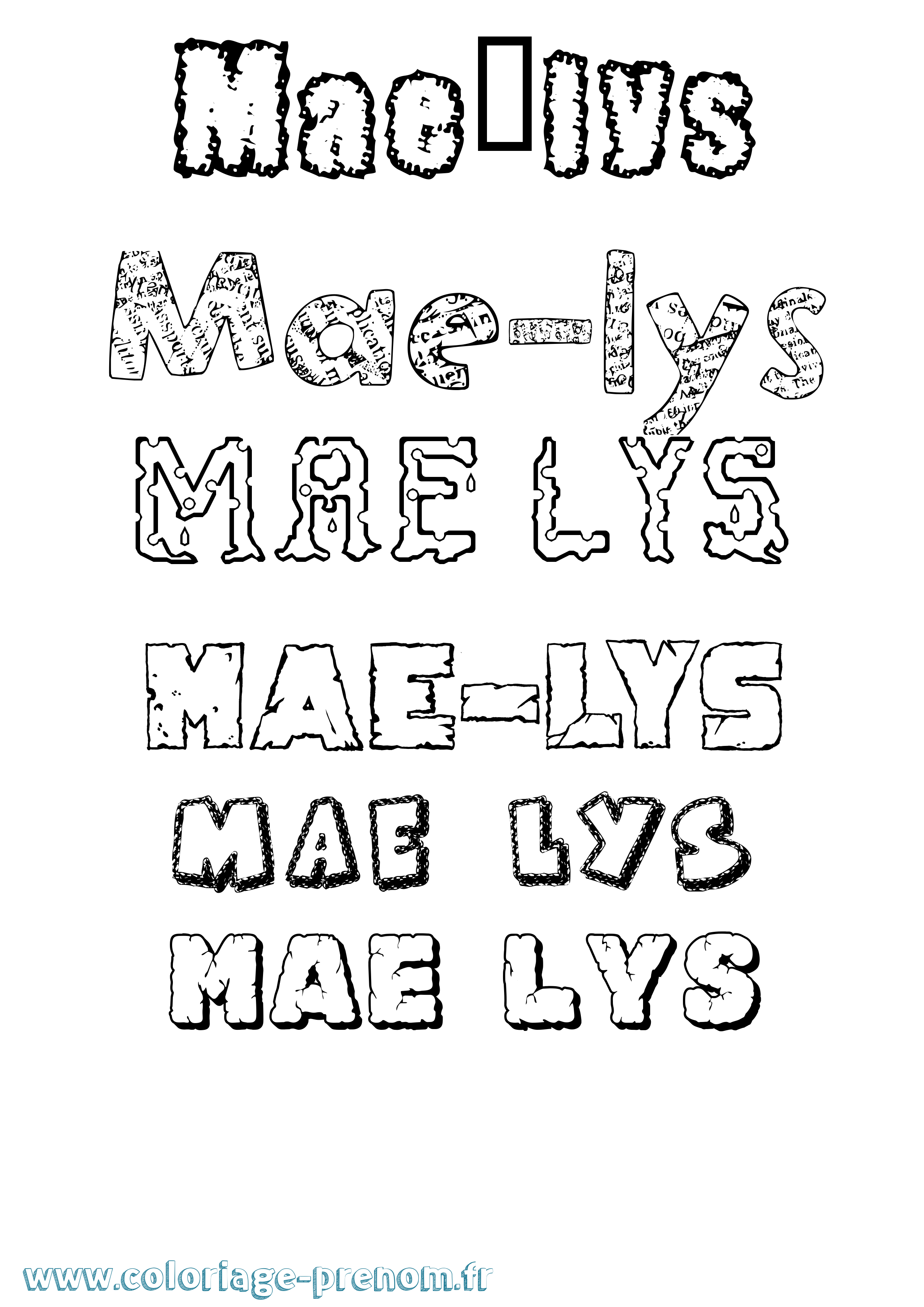 Coloriage prénom Mae-Lys Destructuré