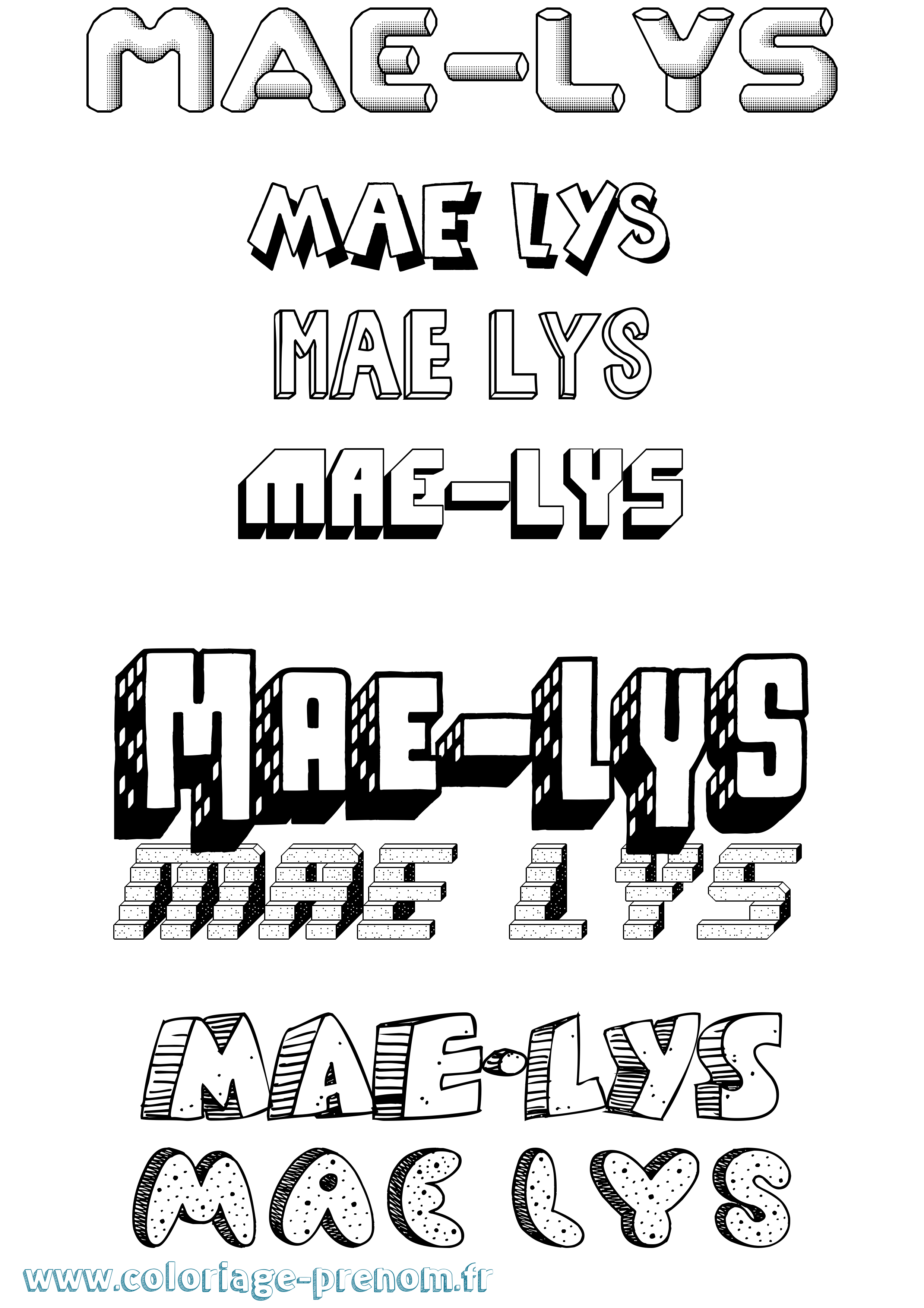 Coloriage prénom Mae-Lys Effet 3D