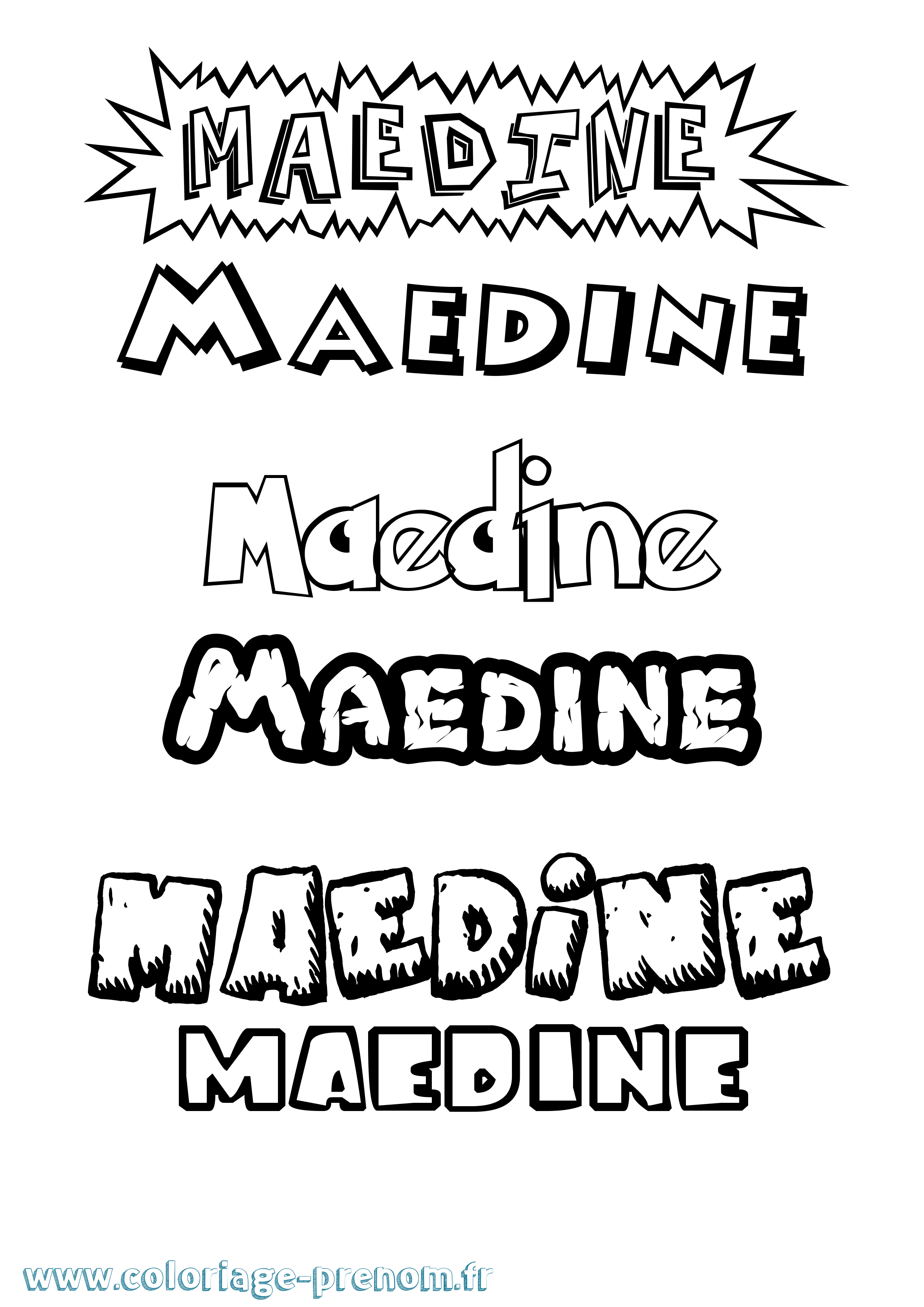 Coloriage prénom Maedine Dessin Animé