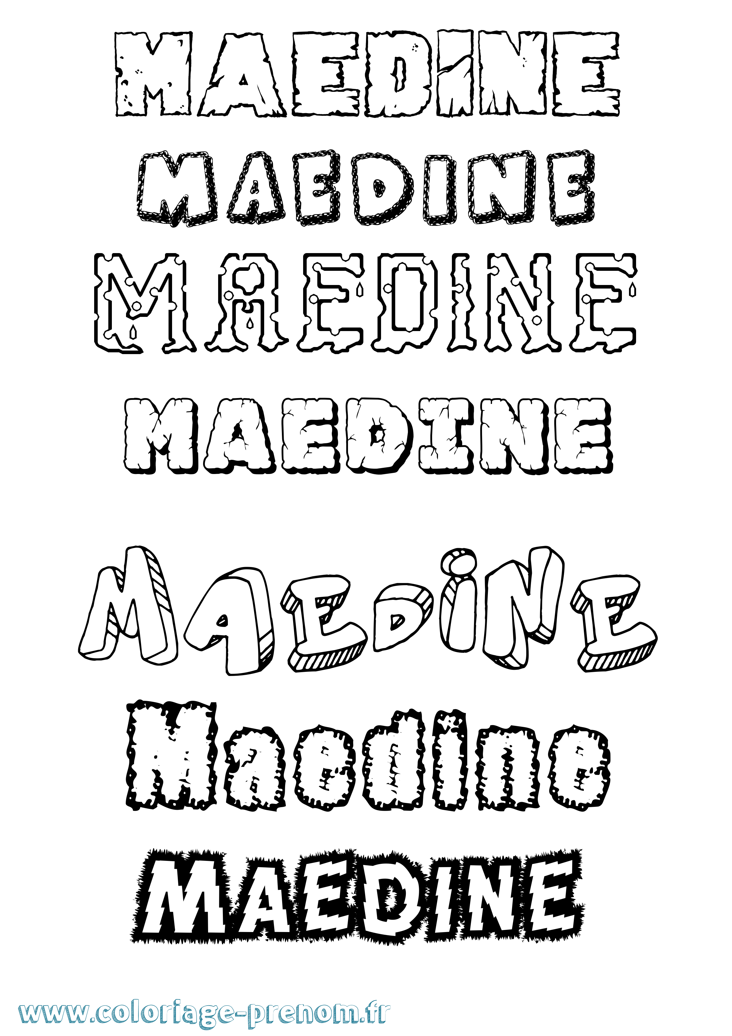 Coloriage prénom Maedine Destructuré