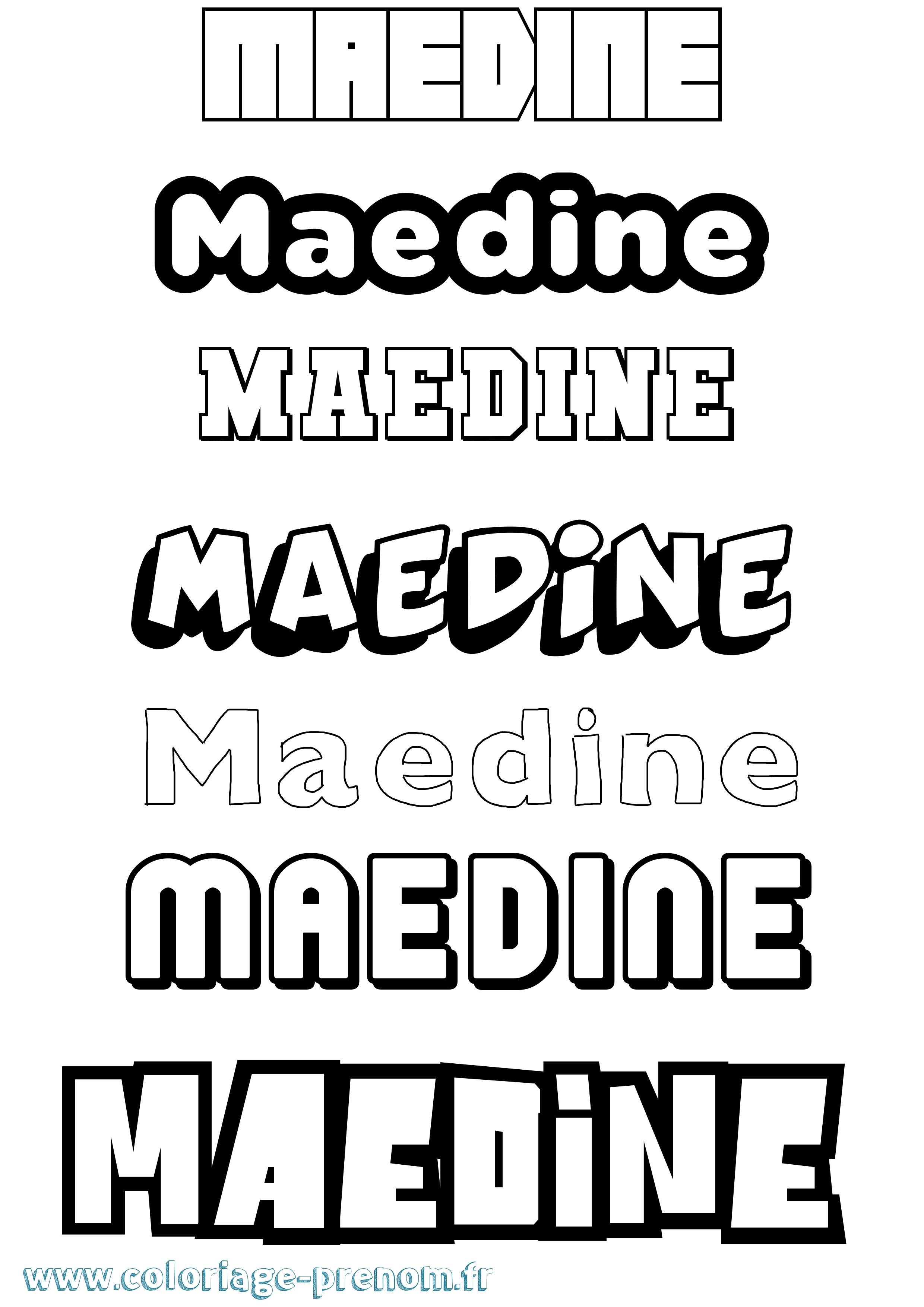 Coloriage prénom Maedine Simple