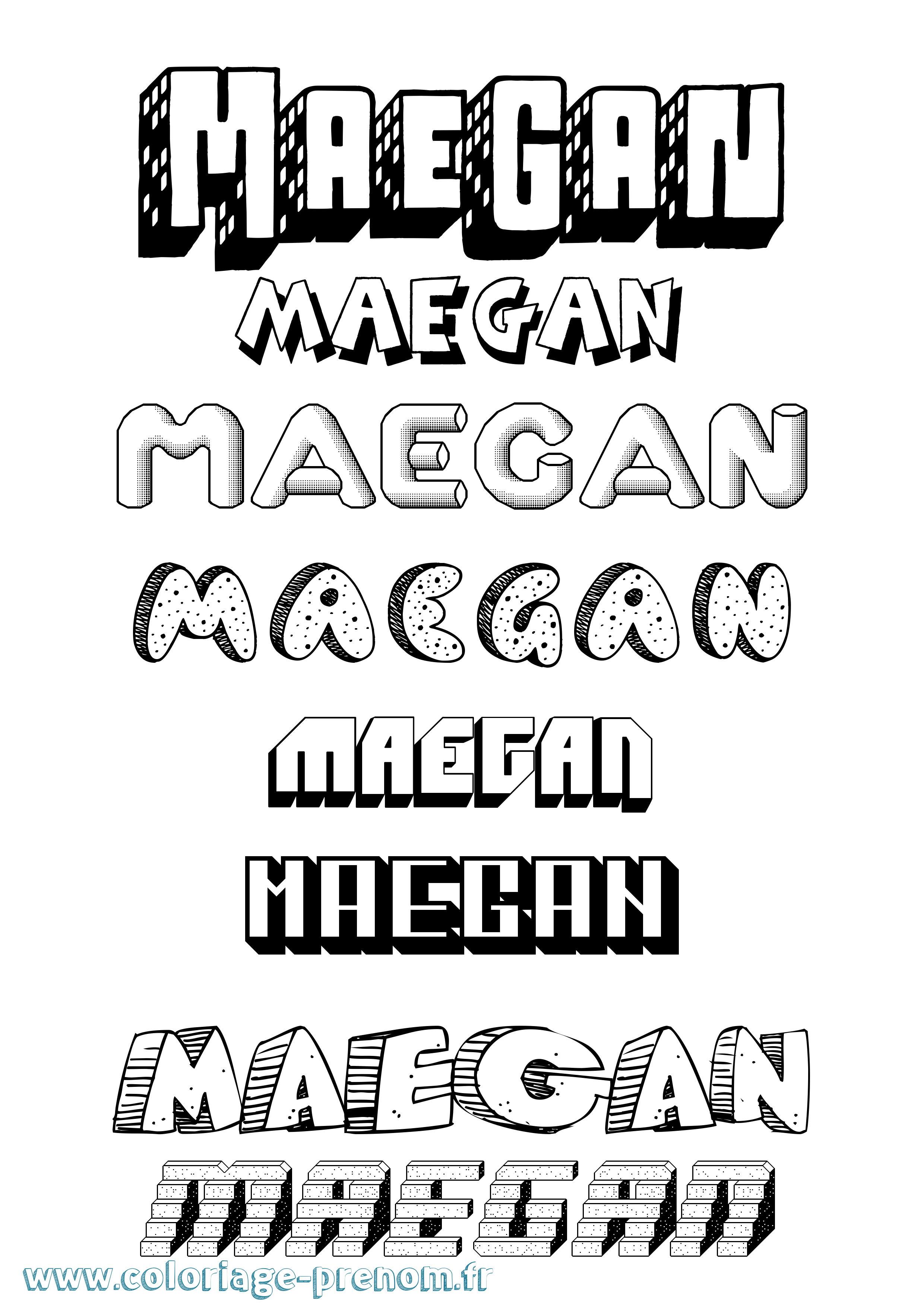 Coloriage prénom Maegan Effet 3D