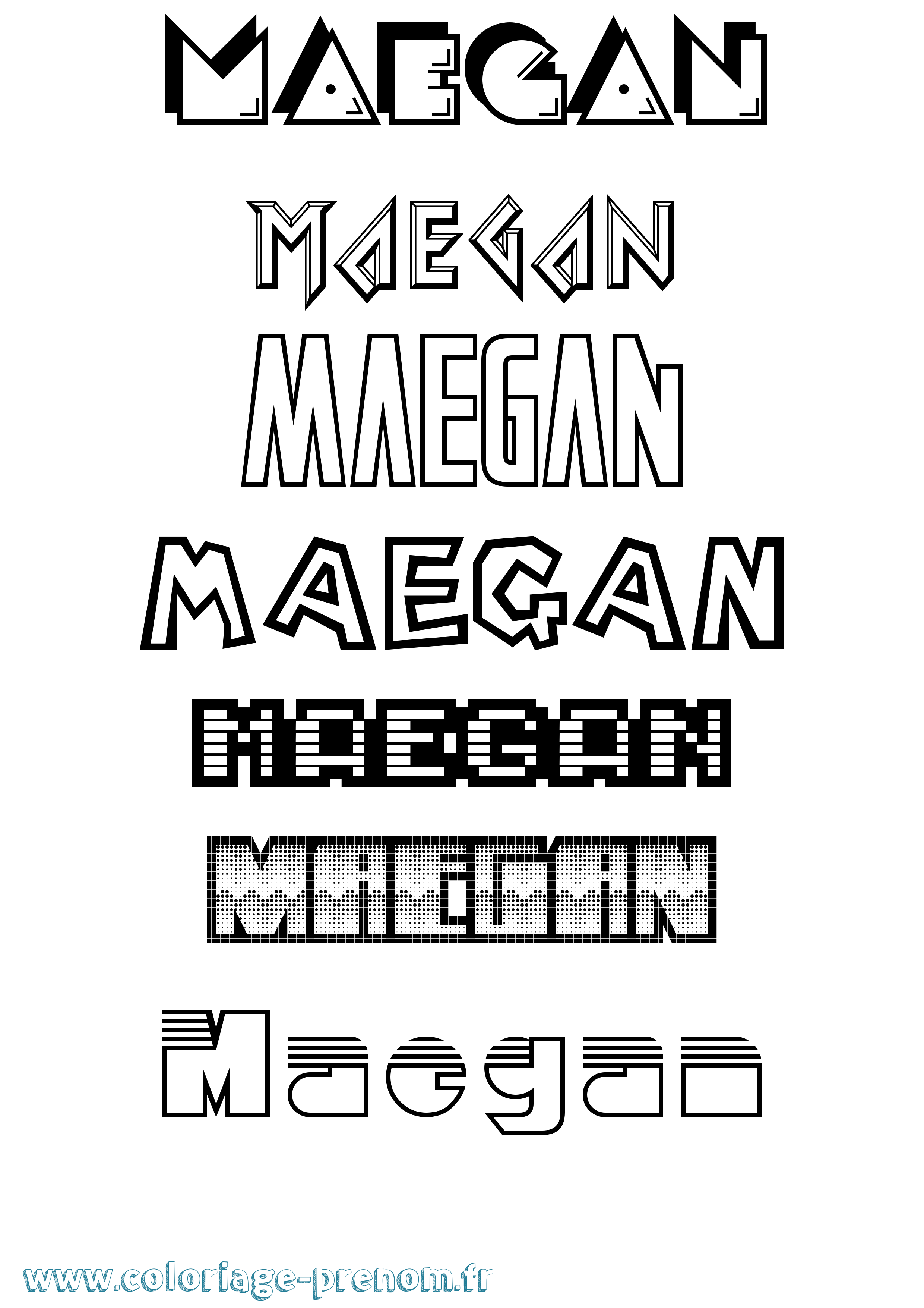 Coloriage prénom Maegan Jeux Vidéos