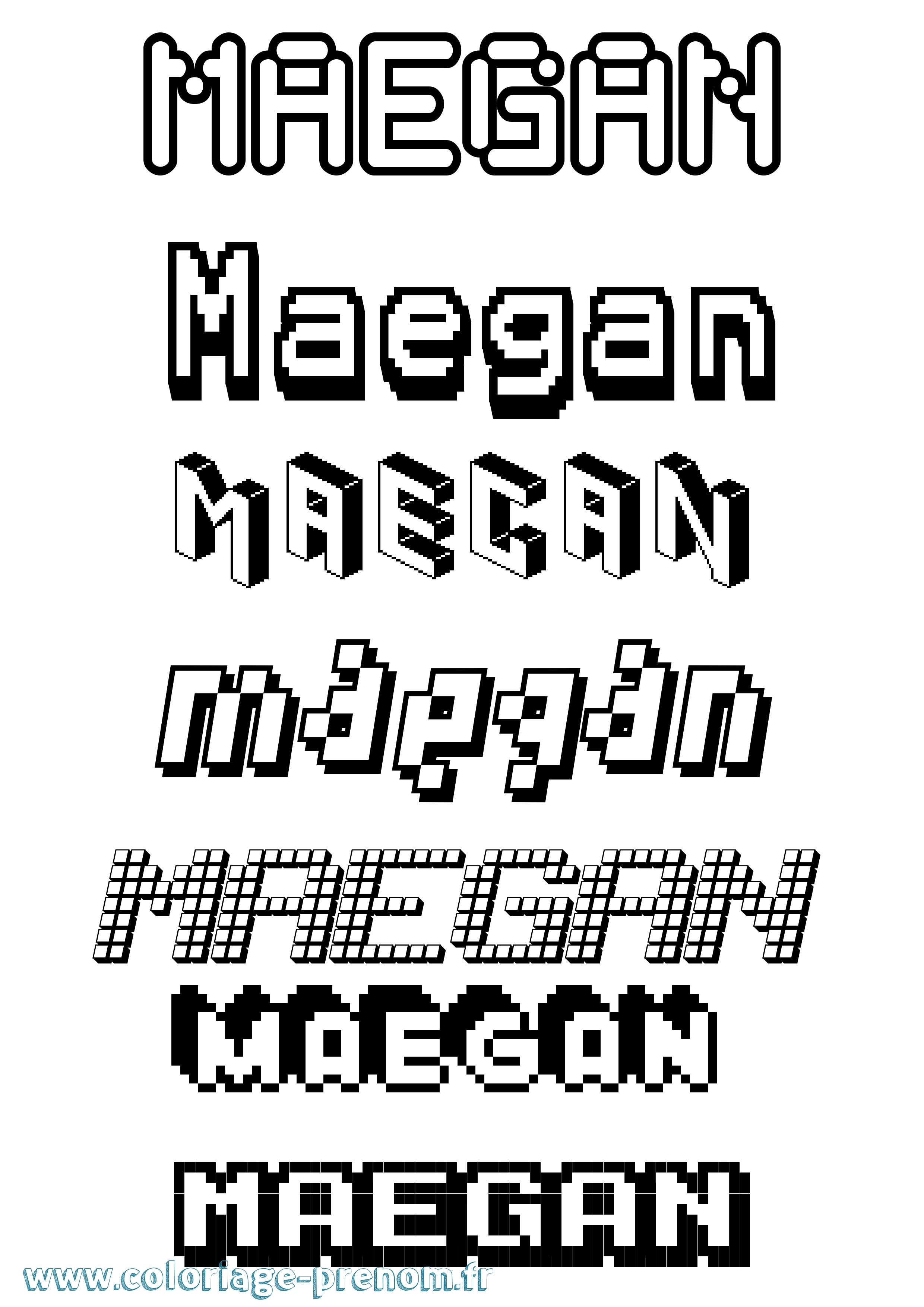 Coloriage prénom Maegan Pixel