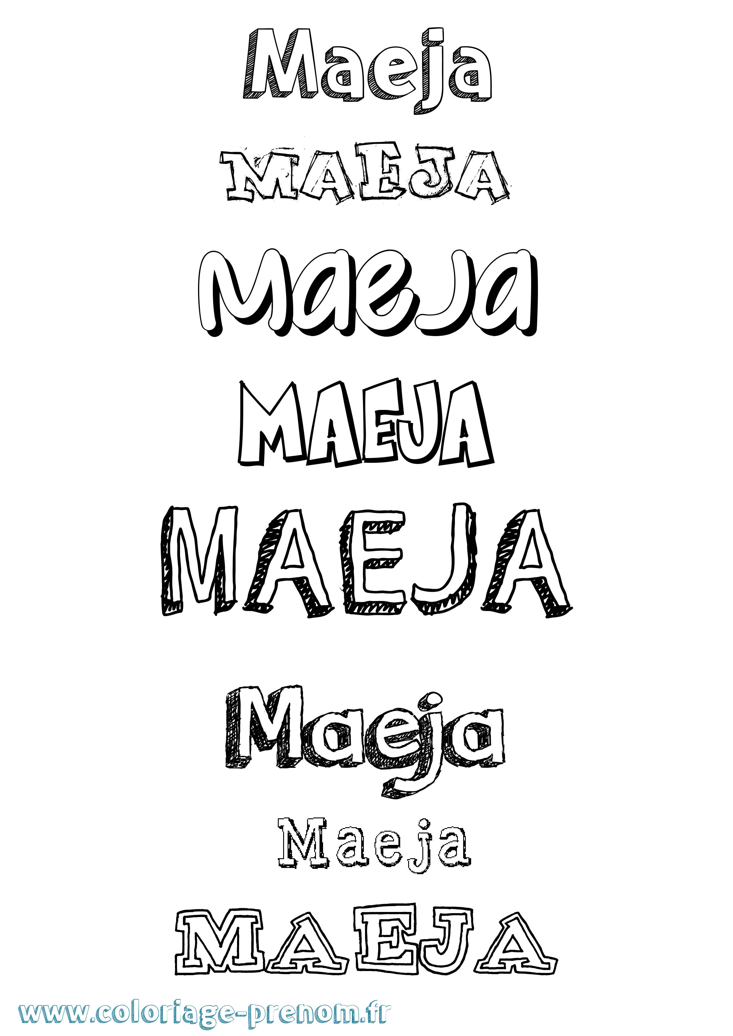 Coloriage prénom Maeja Dessiné