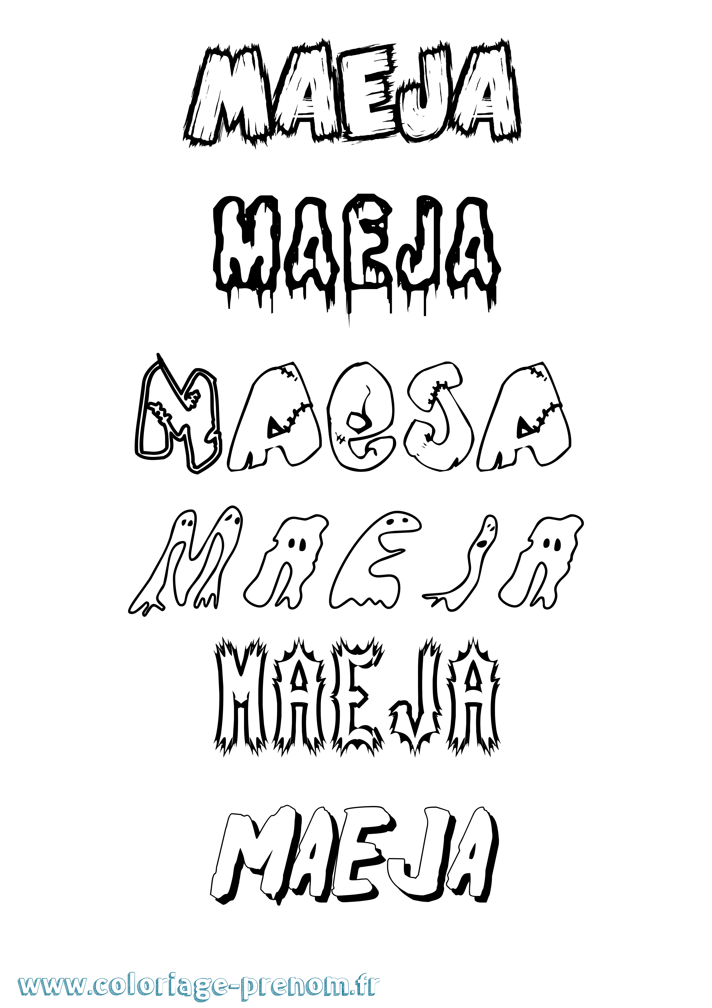 Coloriage prénom Maeja Frisson