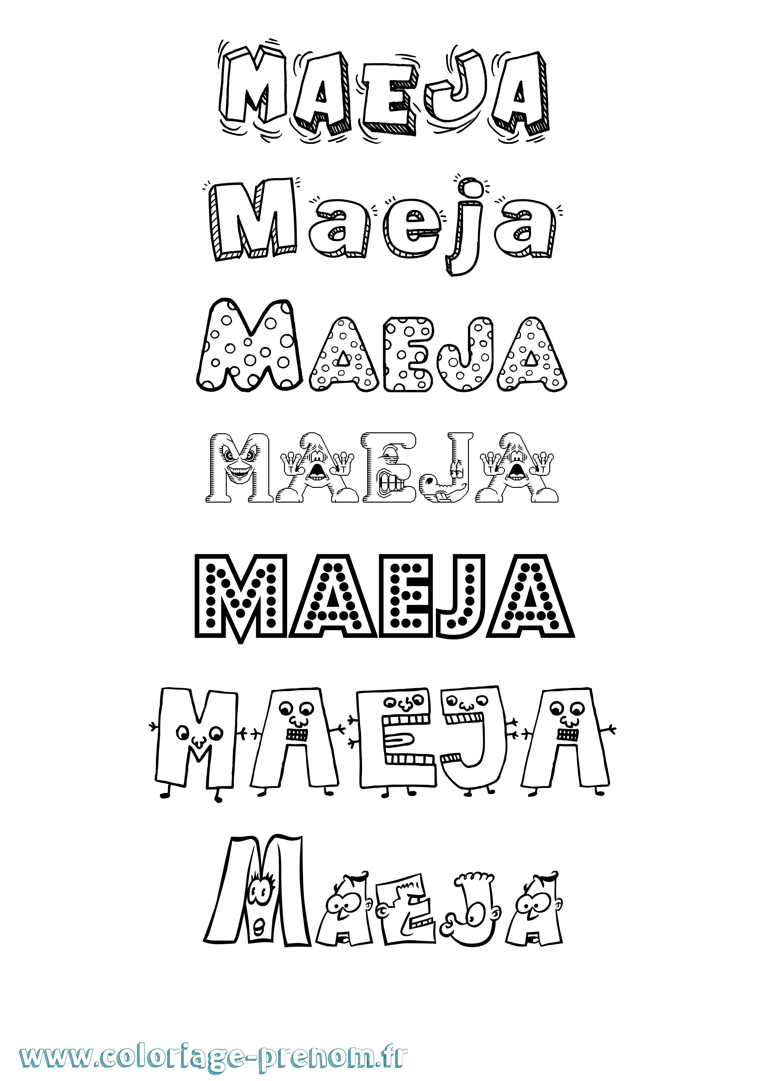 Coloriage prénom Maeja Fun