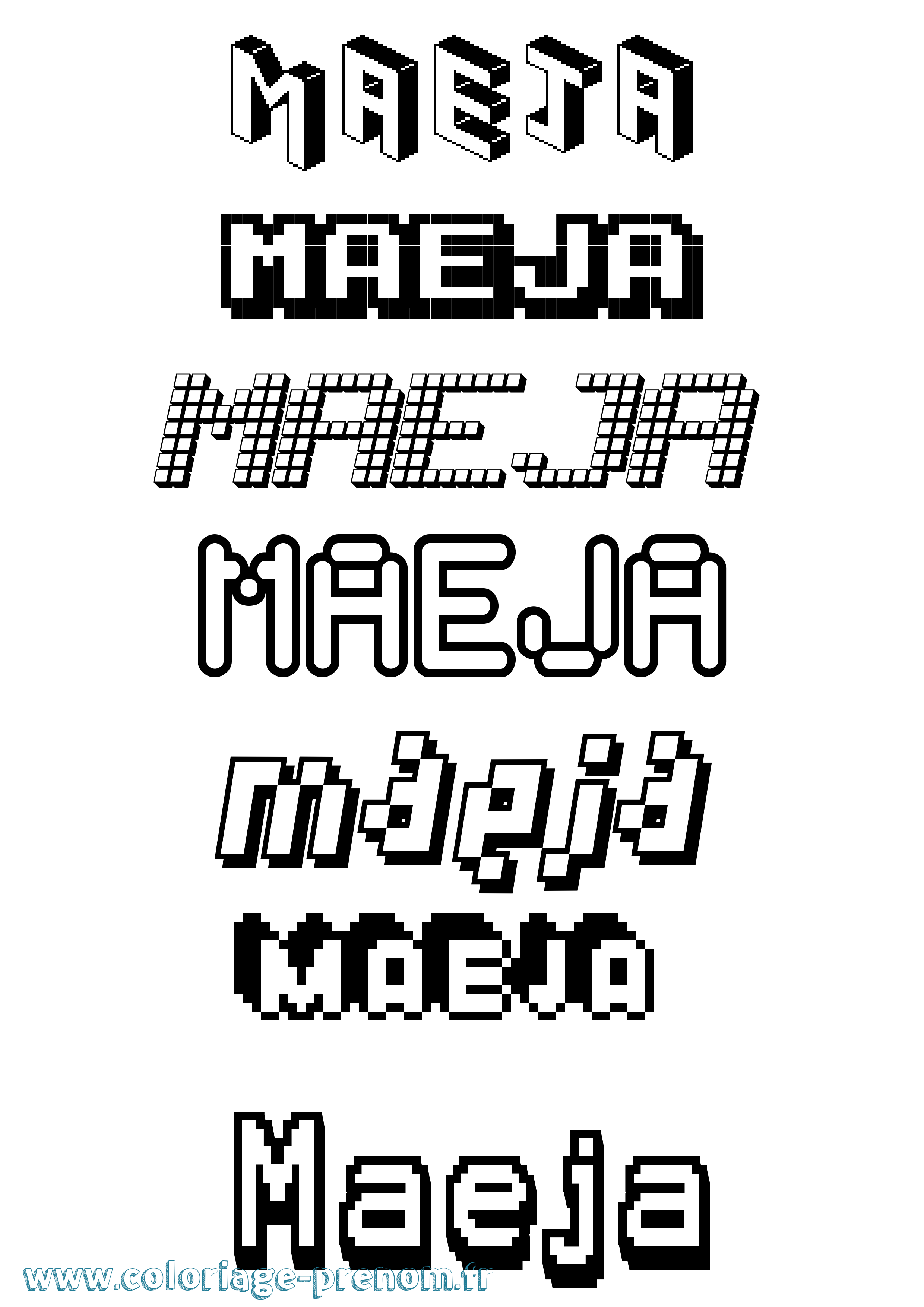 Coloriage prénom Maeja Pixel