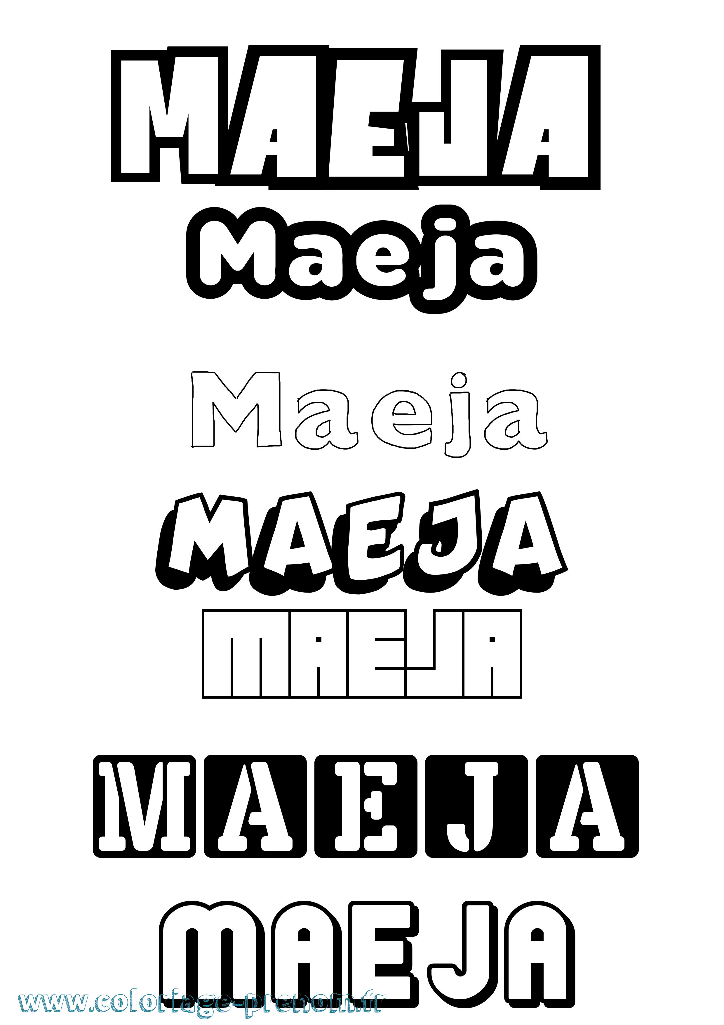 Coloriage prénom Maeja Simple