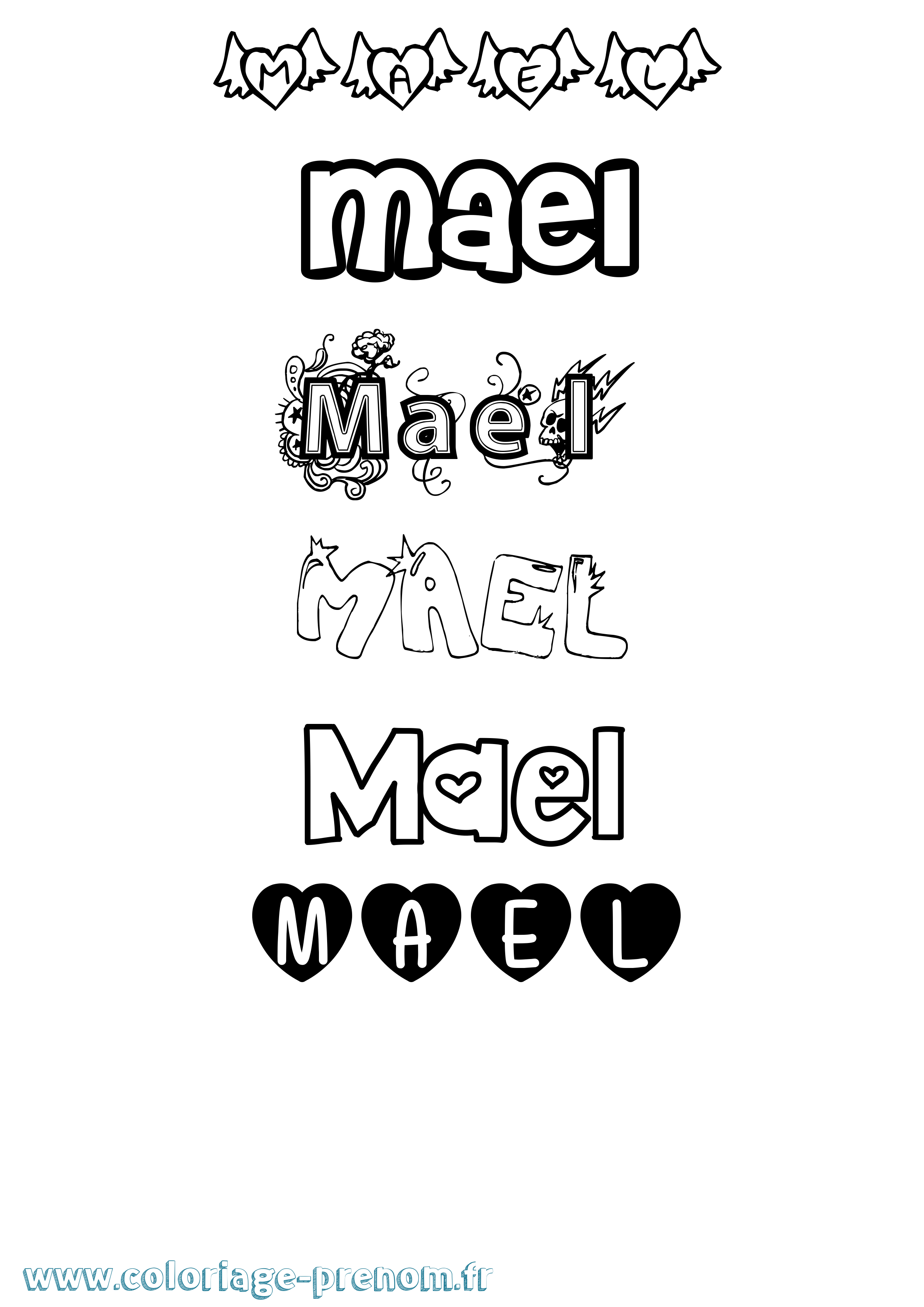 Coloriage prénom Mael Girly