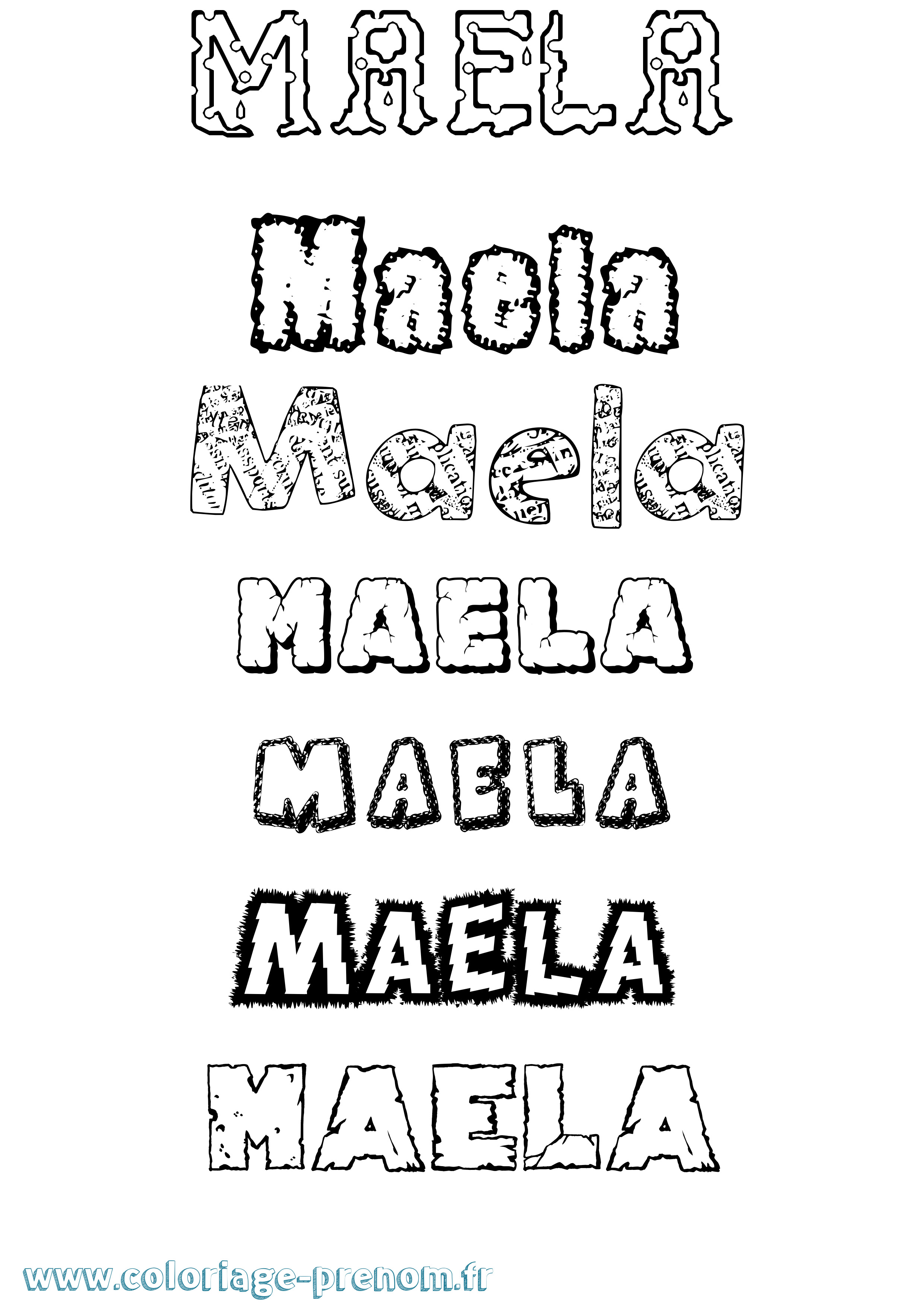 Coloriage prénom Maela Destructuré