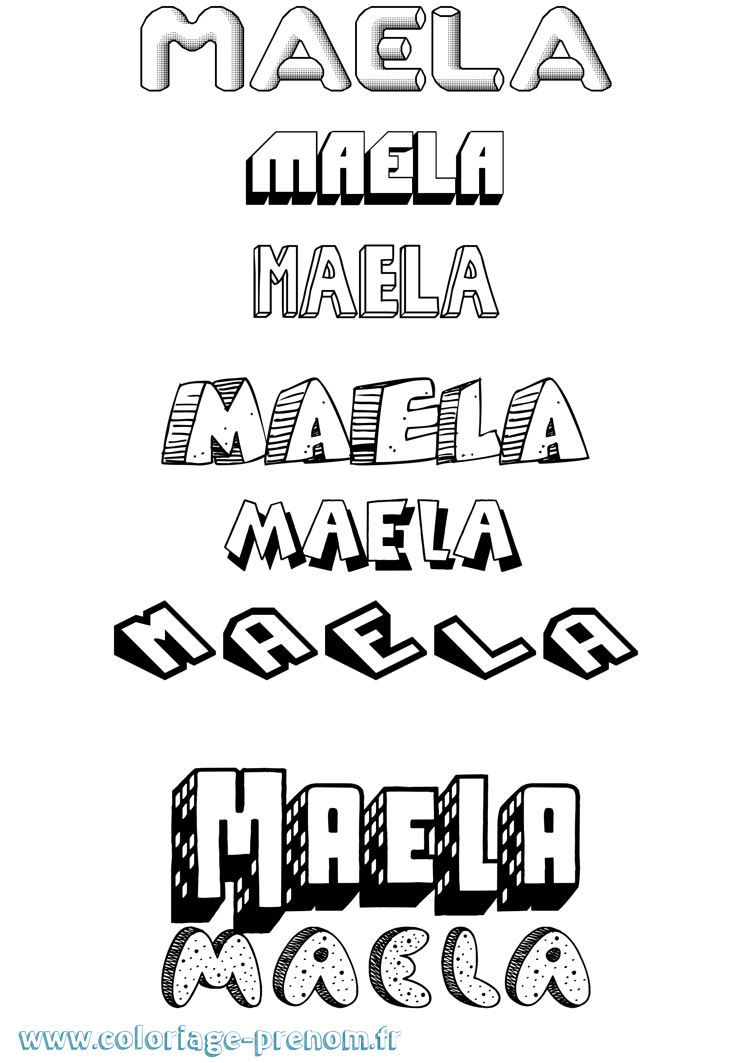 Coloriage prénom Maela Effet 3D